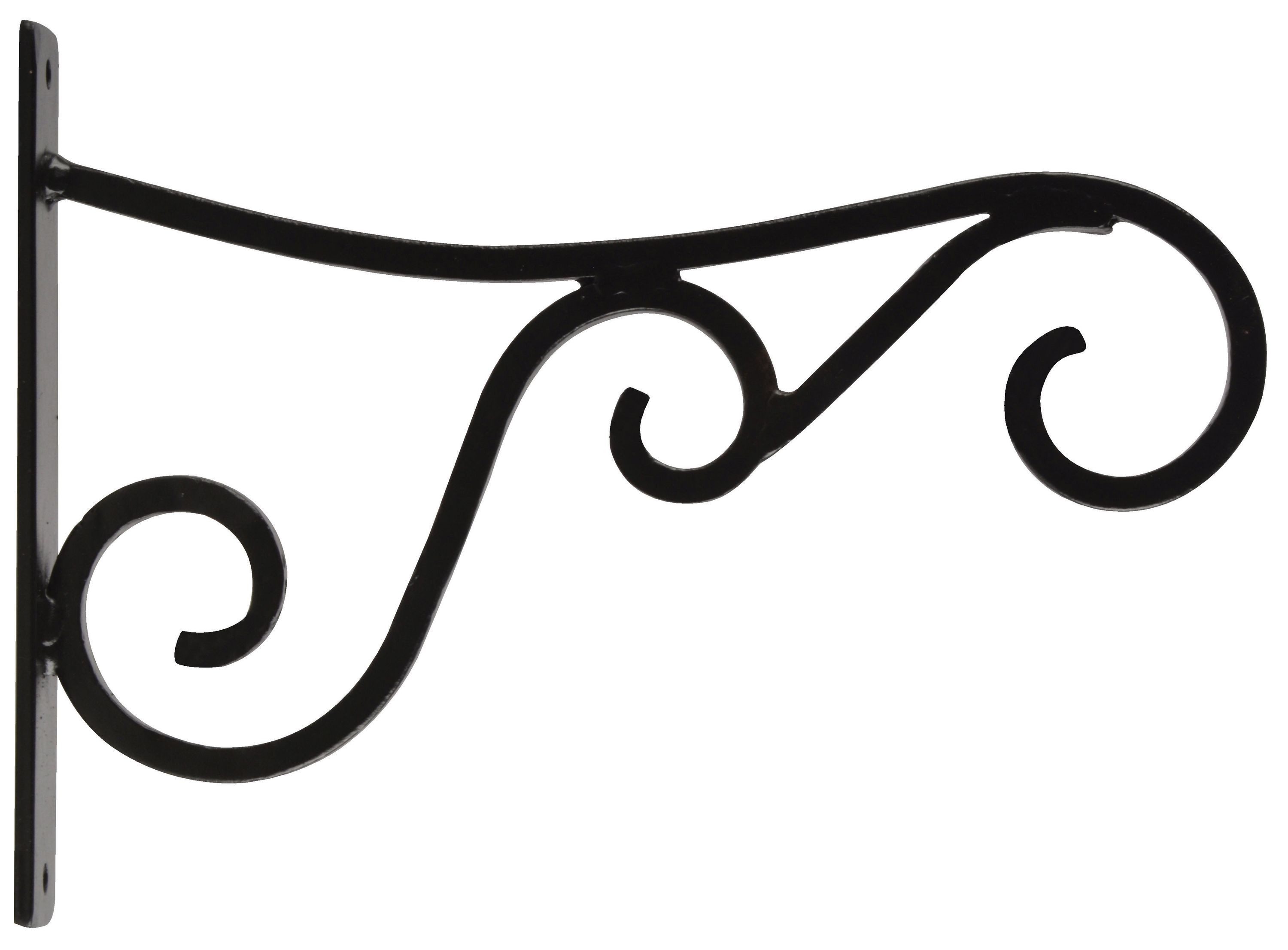 Dekowunder Wandhaken Wandhalterung Landhaus Karbonstahl 35cm Blumenampel schwarz Garten, (1 x Haken)