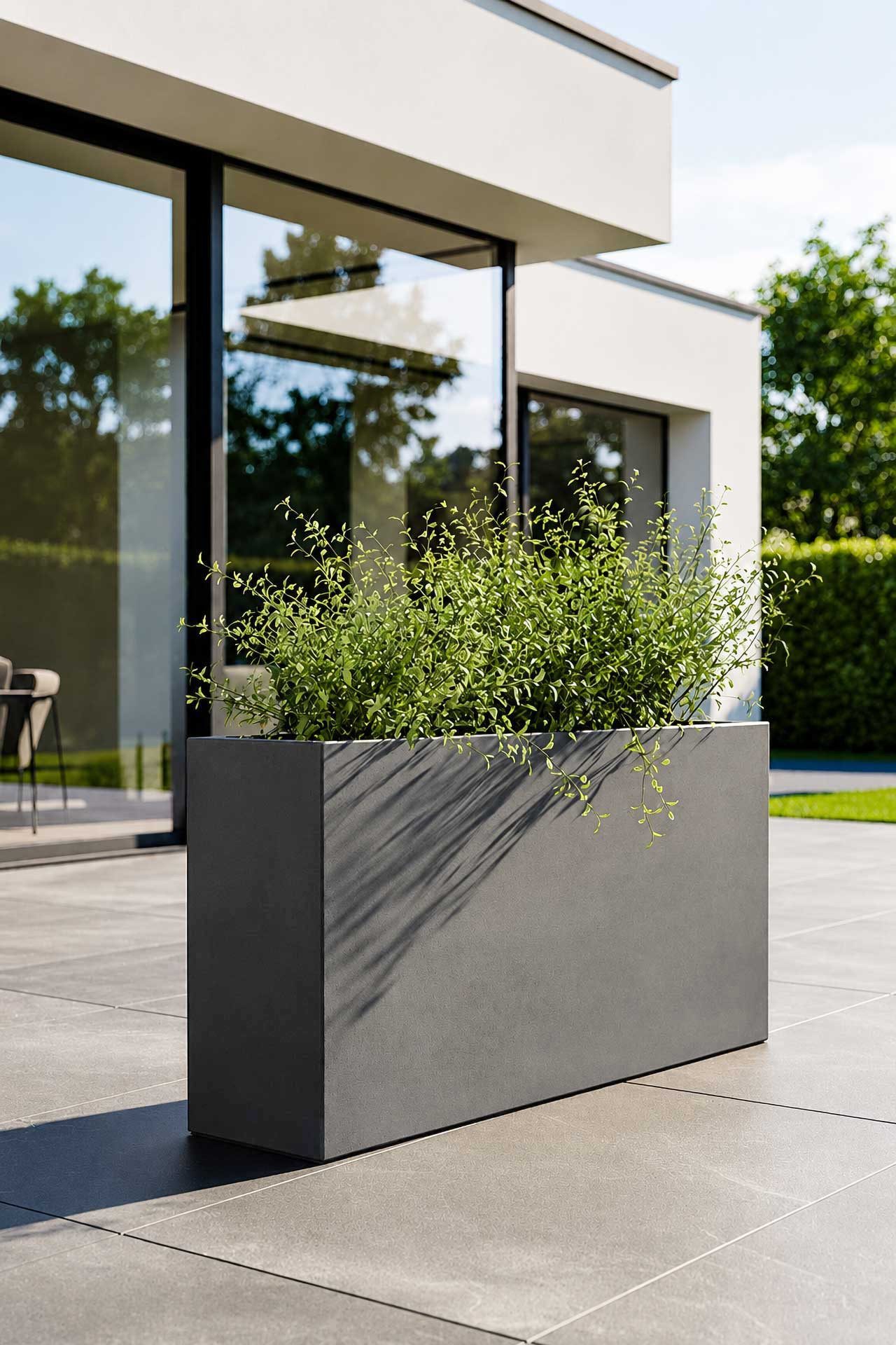 VIVANNO Pflanzkübel Fiberglas ELEMENTO SLIM Kasten - Betongrau Beton-Design (1 St), 90x20x50 cm