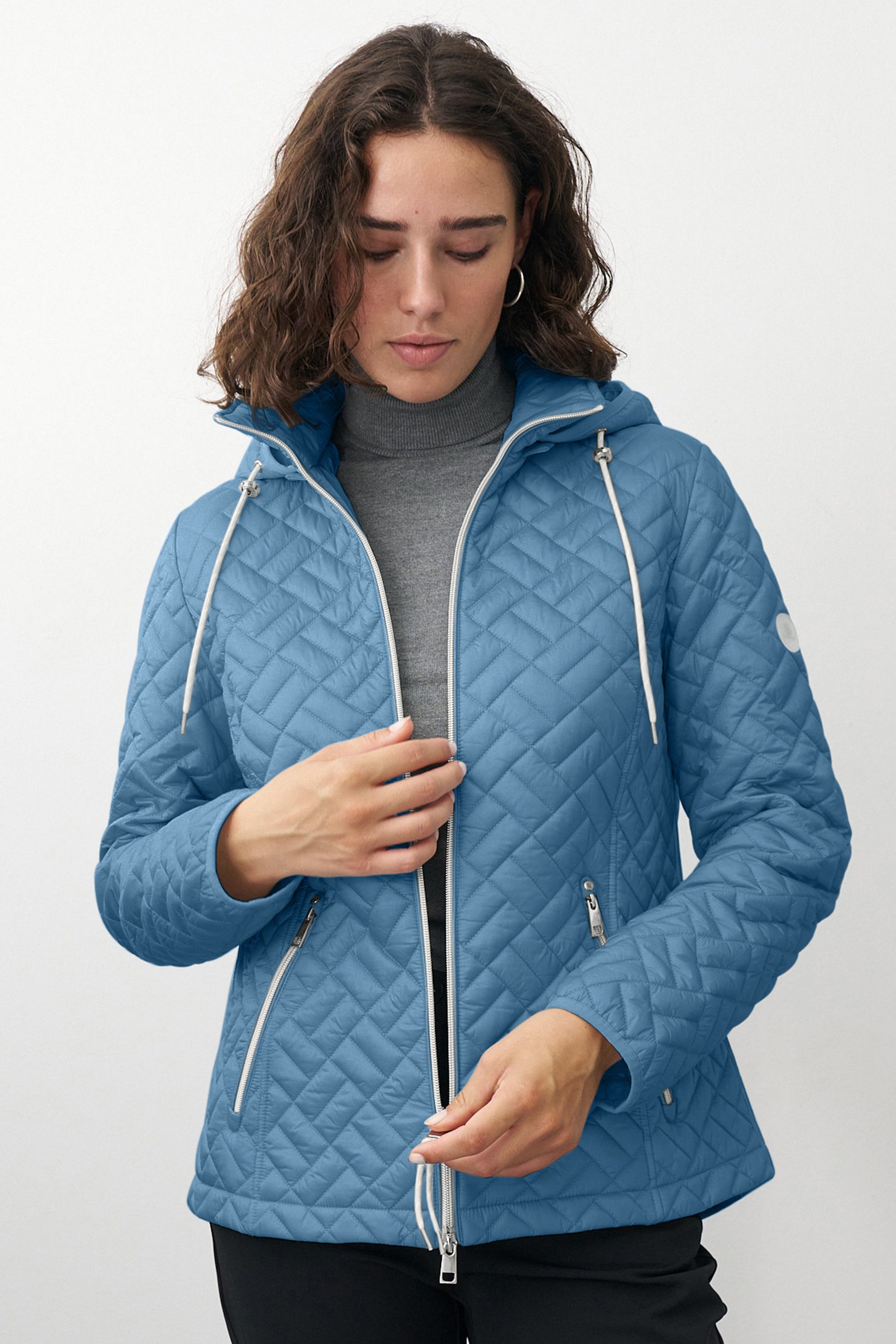 Barbara Lebek Steppjacke leichte Übergangsjacke oder Frühlingsjacke mit abnehmbarer Kapuze