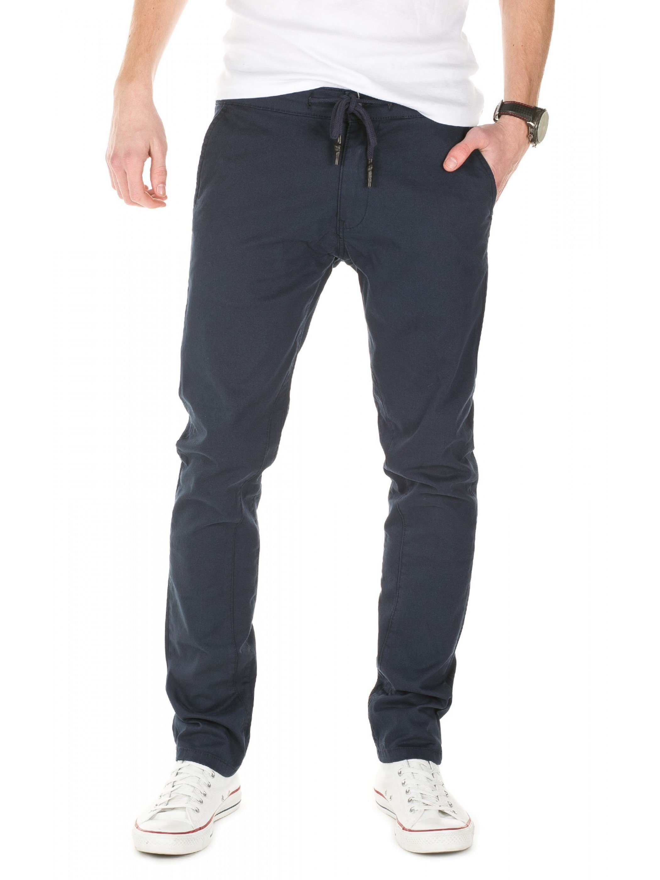 Kordelzug Chinos Yazubi Chino (3001) Navy mit Agron Pants