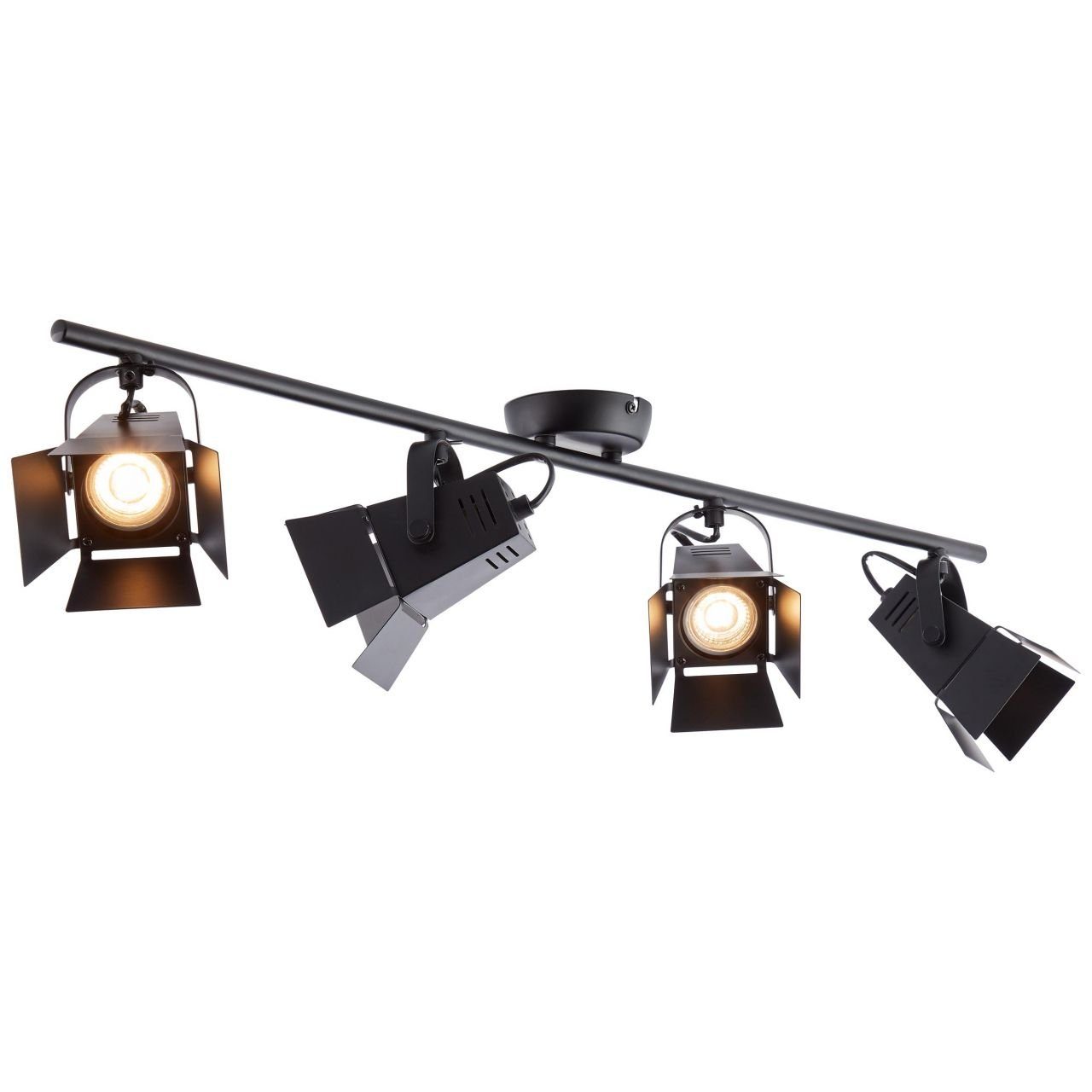 Brilliant Deckenstrahler Movie, LED wechselbar, Warmweiß, LED Spotrohr 4flg schwarz matt