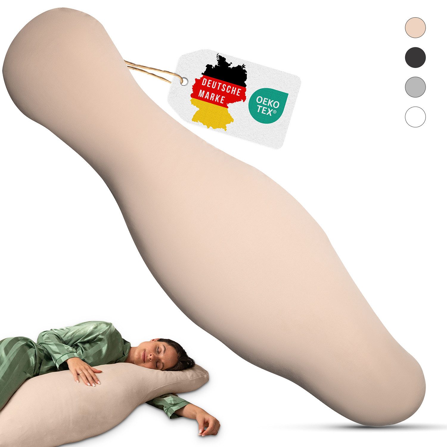Opanoli Seitenschläferkissen ergonomisches Seitenschläferkissen - entlastet Schulter/Rücken/Hüfte