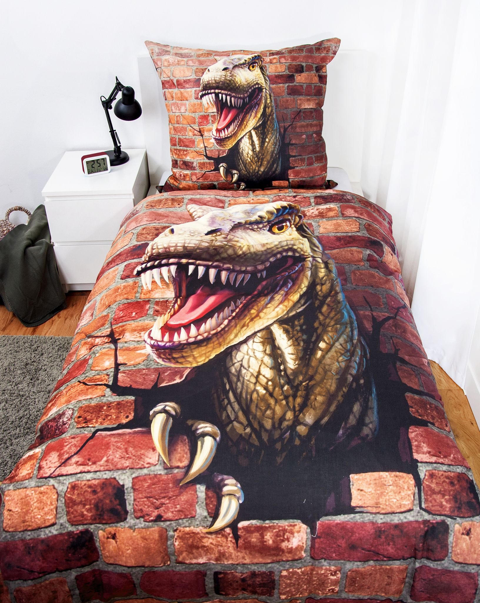Herding Wendebettwäsche 135x200cm 3D Dino Digitaldruck, günstig online kaufen