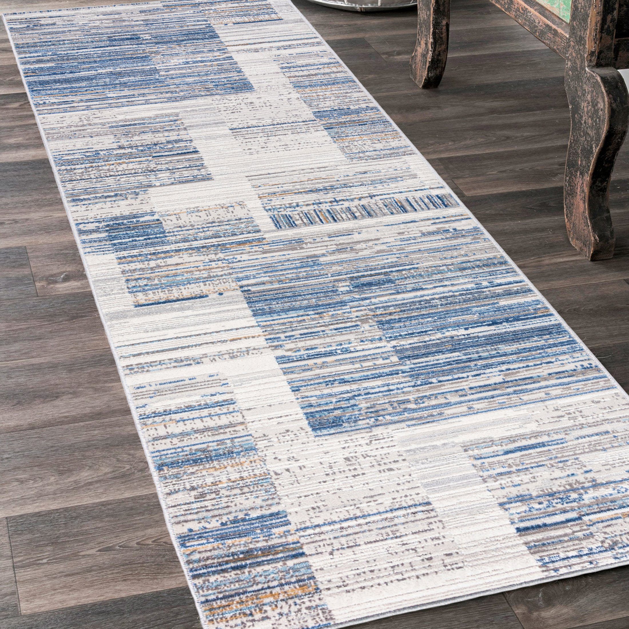 Mazovia Läufer Läufer FlurLäufer Modern für Vorzimmer Schlafzimmer - Abstrakt Muster, 60 x 100 cm, Kurzflor, Meterware