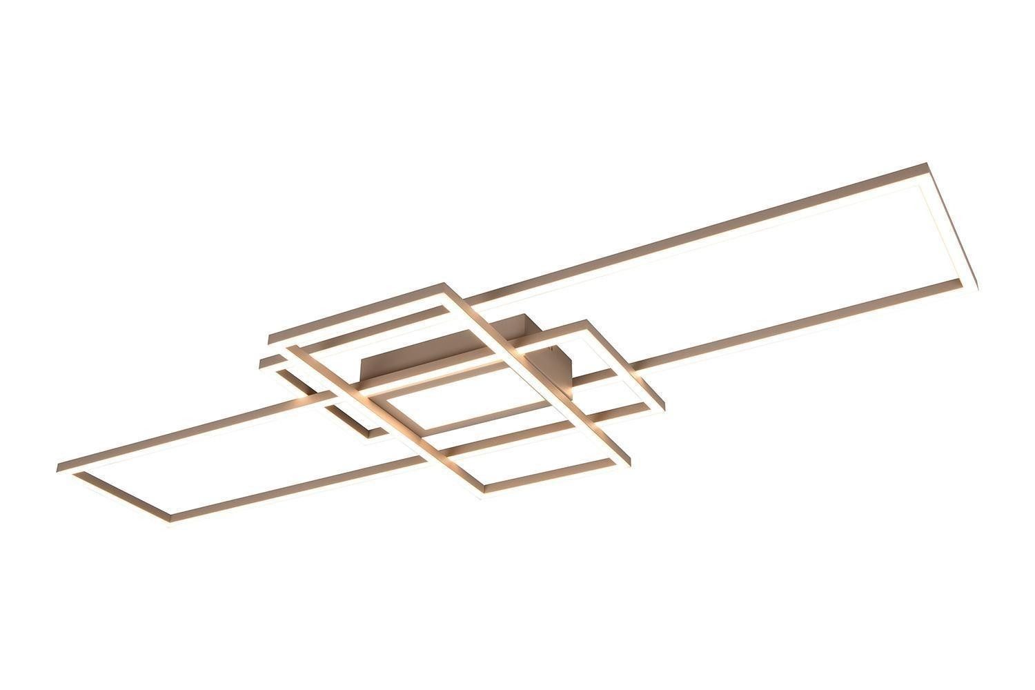 TRIO Leuchten LED Deckenleuchte IRVINE, Beige, Metall, Anpassung der Farbtemperatur, Dimm- Nachtlicht- und Memoryfunktion, LED fest integriert, Extra-Warmweiß, Neutralweiß, Tageslichtweiß, mit Fernbedienung, B 105 x H 6,5 x T 42 cm