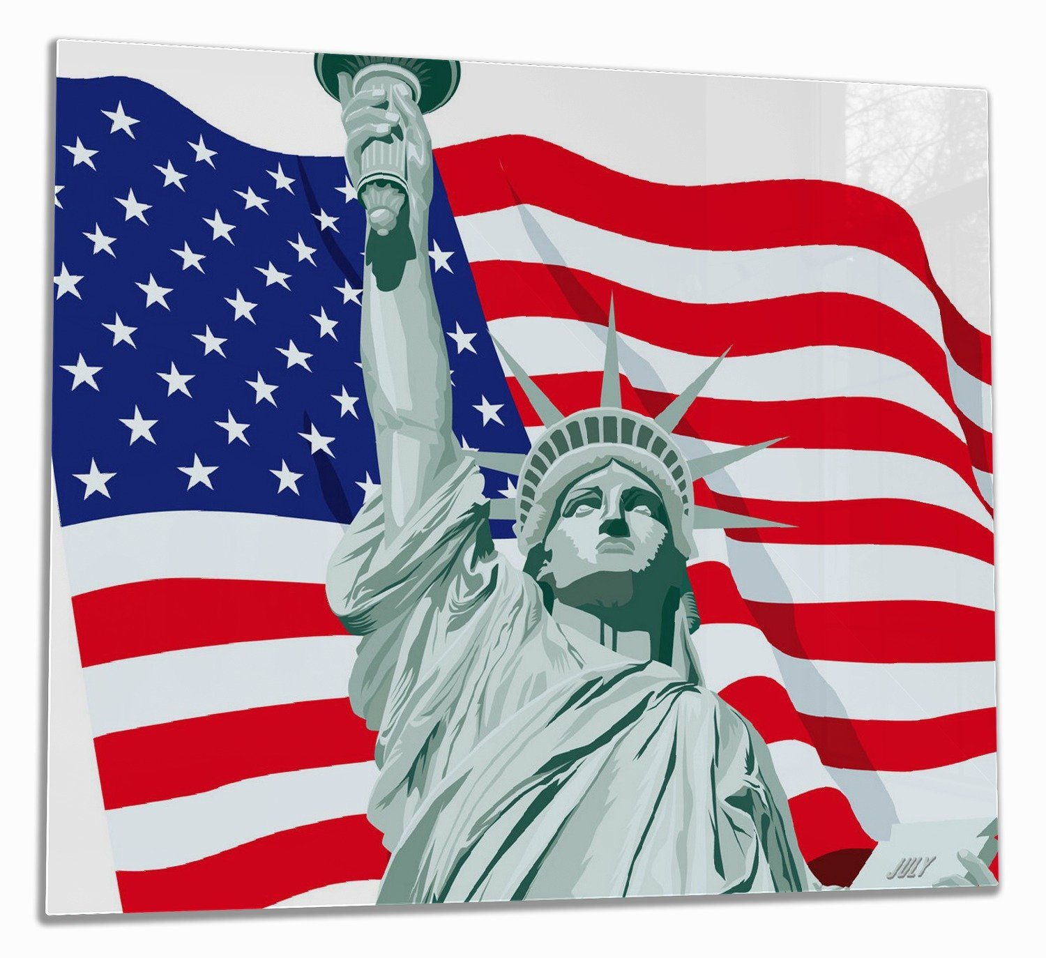 Wallario Herd-Abdeckplatte Freiheitsstatue USA, ESG-Sicherheitsglas, (Glasplatte, 1 tlg., inkl. 5mm Noppen), verschiedene Größen | Herdabdeckplatten