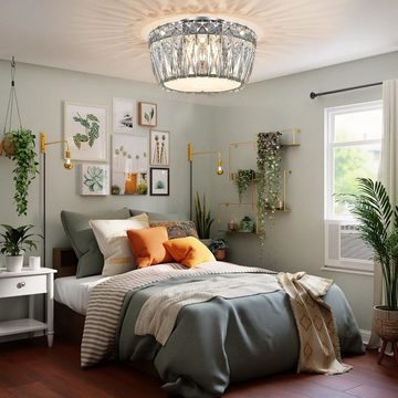 JDONG LED Kronleuchter mit klarem Kristall und Chrombeschichtung, 3 x G9 Sockel Moderne Deckenleuchte für Wohnzimmer Eingang Flur