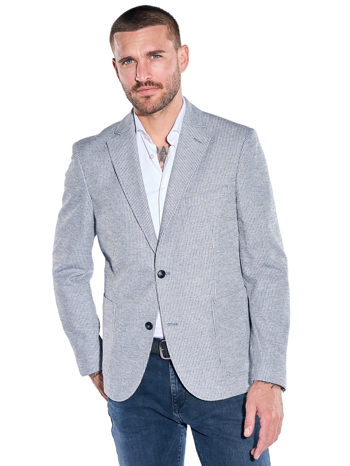 emilio adani Sakko Herren Freizeit-Sakko slim fit, Mittelblau