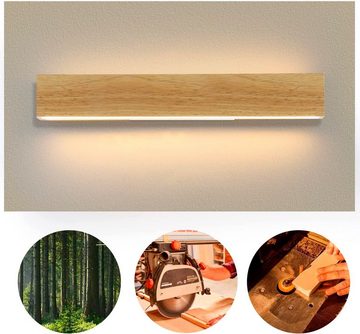 Nettlife LED Wandleuchte innen Holz 32CM Modern Up und Down 10W 3000K Wandbeleuchtung, Drehbar 330 °, LED fest integriert, Warmweiß, Wohnzimmer Schlafzimmer Flur Treppenhaus