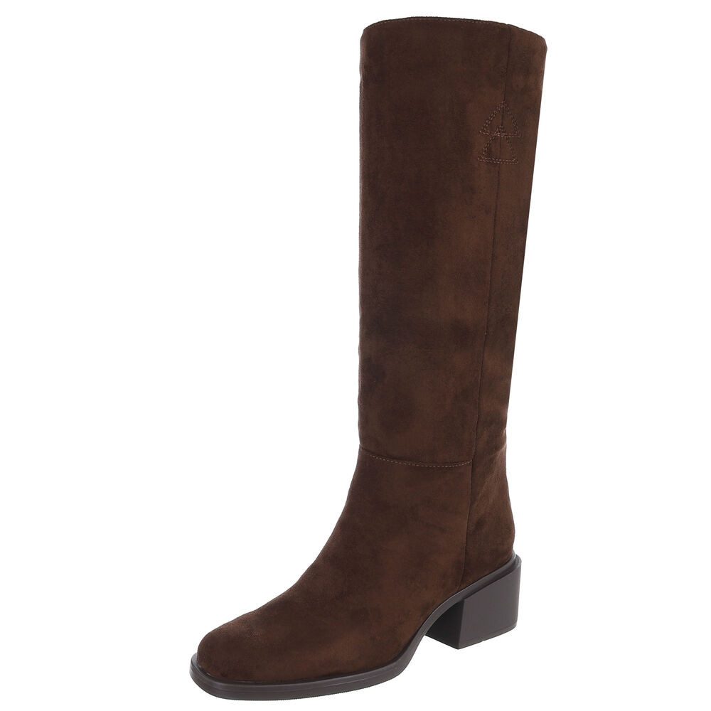 Ital-Design Damen Stiefel hoher Schaft Blockabsatz elegant Stiefel (92299695) Blockabsatz Stiefel in Braun