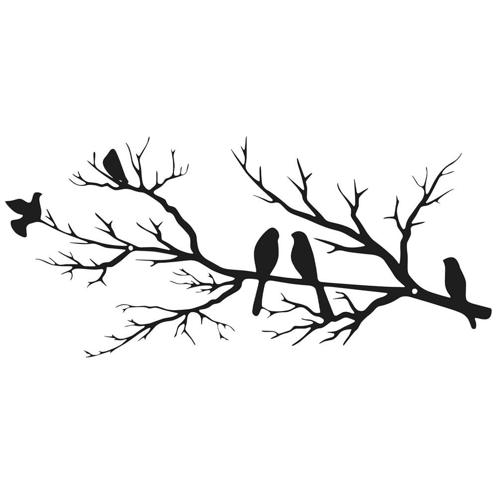 TUWENA Wanddekoobjekt Wanddekoration aus Metall, Blätter mit Vögeln hängende Wandskulptur