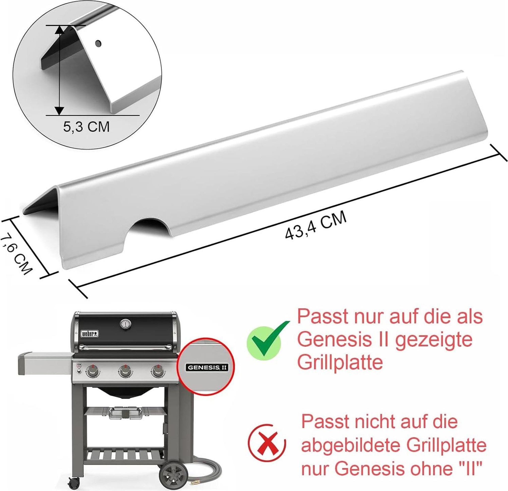 FELIXLEO Grillrost Hochwertige Flavorizer Bars als Ersatz für Weber Genesis II LX 300 (1-St)