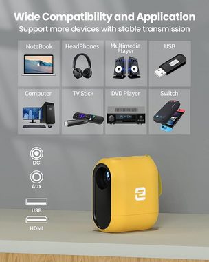 ETOE 5G WiFi Portabler Projektor (6000:1, 1920 x 1080 px, Kompatibel mit iOS/Android/Windows/USB/HDMI)