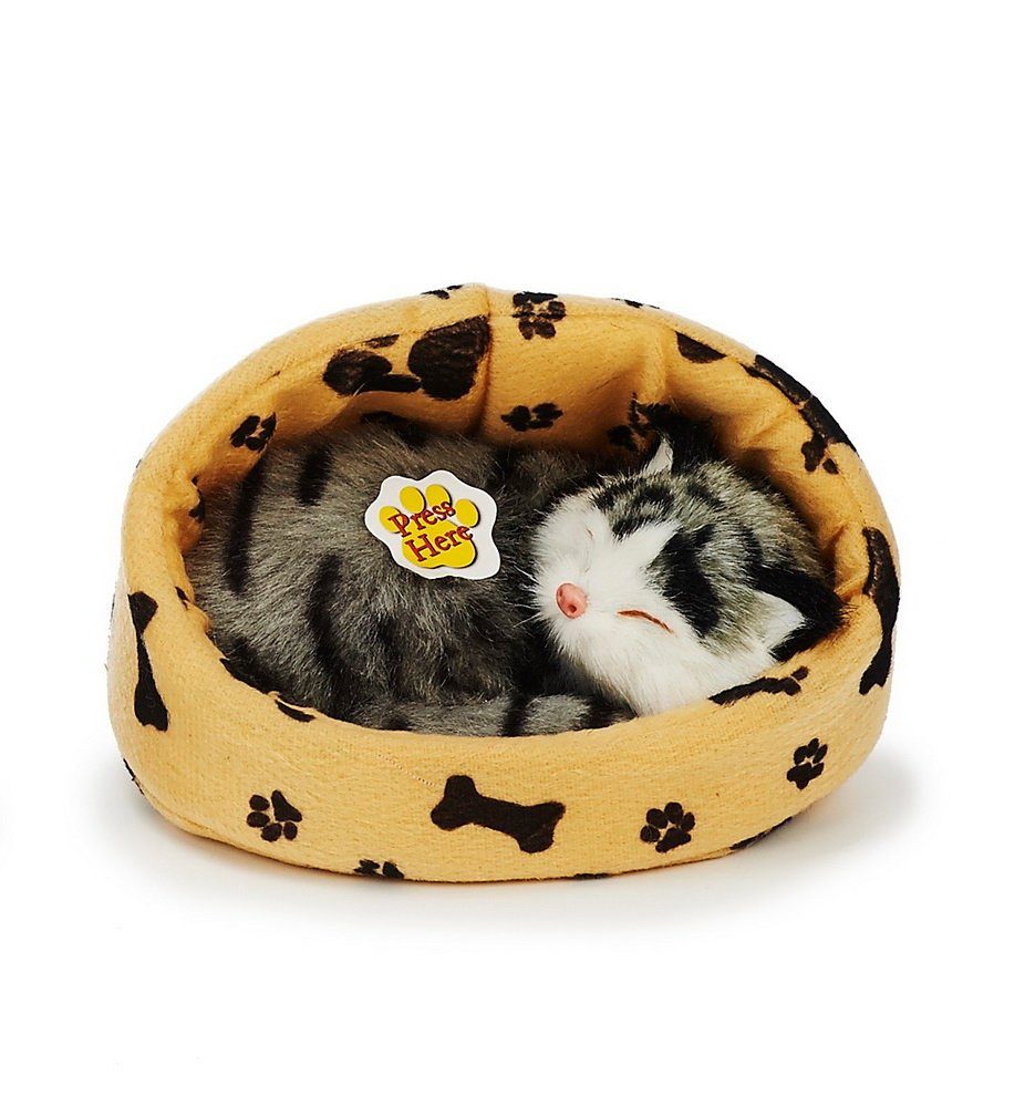 Teddys Rothenburg Kuscheltier Katze im Korb grau 16 cm Stofftier Plüschkatze (Plüschkatze, Stofftier, Kätzchen, Stoffkätzchen, Plüschkätzchen)