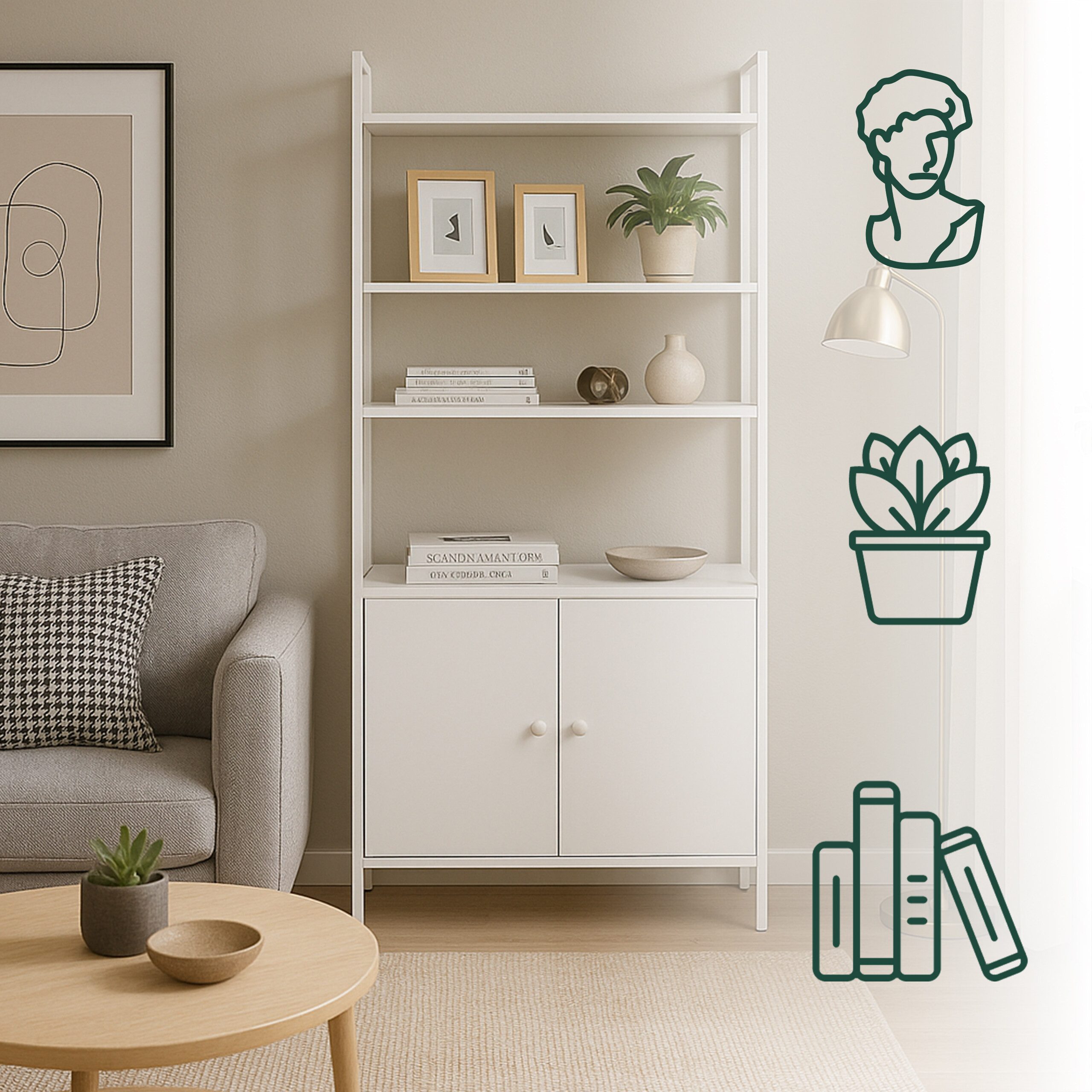 relaxdays Bücherregal mit Unterschrank, weiß günstig online kaufen