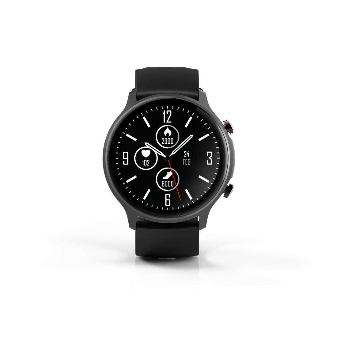 Hama Smartwatch Herren GPS Pulsmessung, Blutsauerstoff, Herzfrequenz, Timer Smartwatch (3,25 cm/1,28 Zoll), Fitnesstracker, Schritte, Kalorien, Schlaf, Stress, Tempo, Musik, Uhr