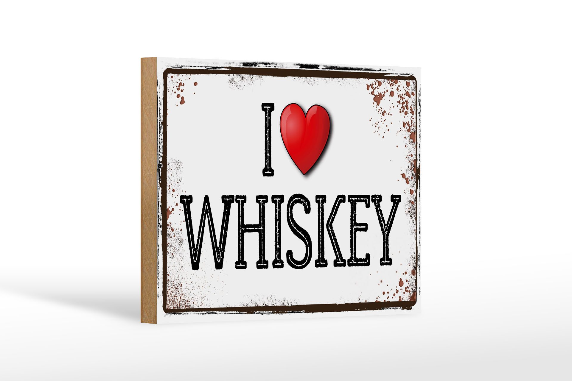 Holzbild 18x12 cm i love Whiskey Wanddeko