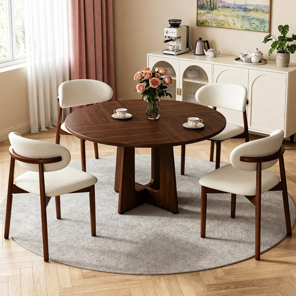 Odikalo Essgruppe Modulares rundes Esstisch-Set, MDF-Esstisch mit 2 oder 4 Stühlen, (Sitzgruppe, Tisch, Esszimmerstühle mit …