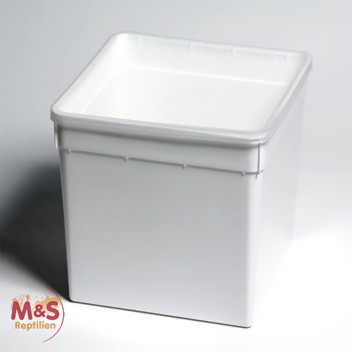 M&S Reptilien Terrarium Kunststoffbox weiß, hoch (18,5x18,5x19 cm) Deckel transparent