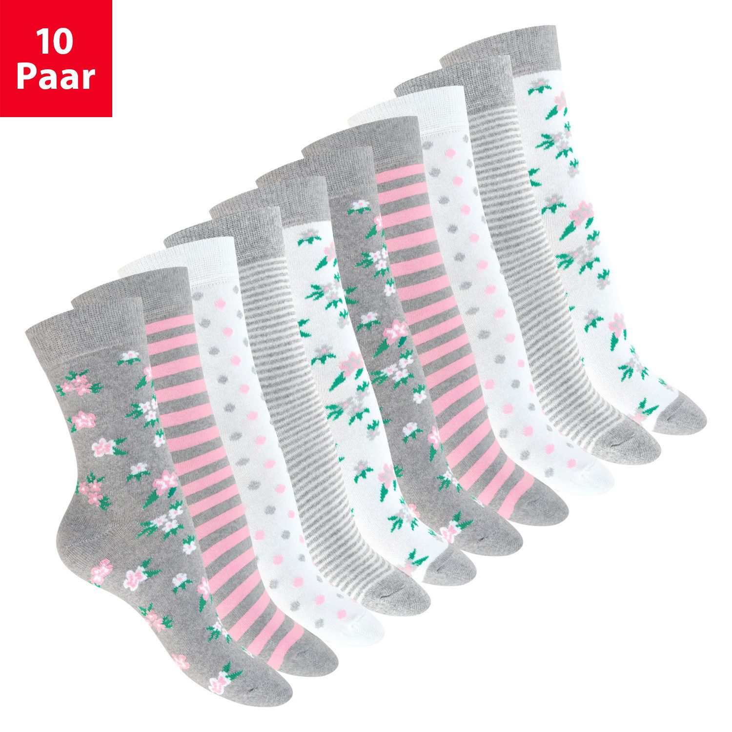 celodoro Basicsocken Süße Damen Eco Socken mit Motiv (10 Paar) Regenerative Baumwolle