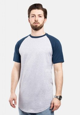 Blackskies T-Shirt Round Baseball Kurzarm Longshirt T-Shirt Grau-Navyblau Small