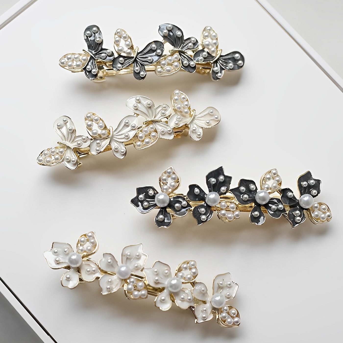 The Beauty House Haarspange Haarklammer Haarkamm Haarschmuck mit Blumen und Perlen, für Hochzeit, Party und besondere Anlässe