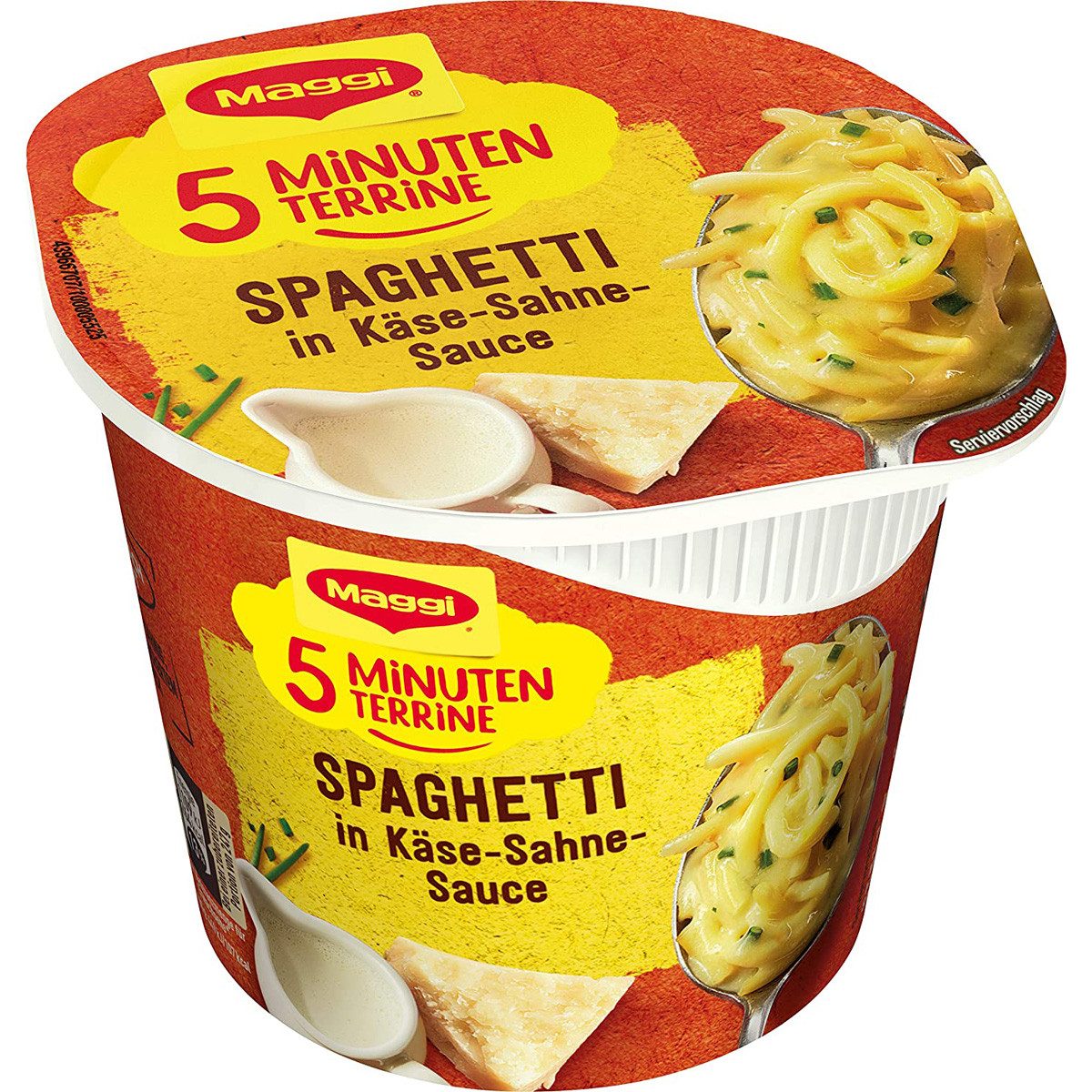 MAGGI Fertiggericht, Maggi 5 Minuten Terrine Spaghetti in cremiger Käse Sahne Sauce 62g