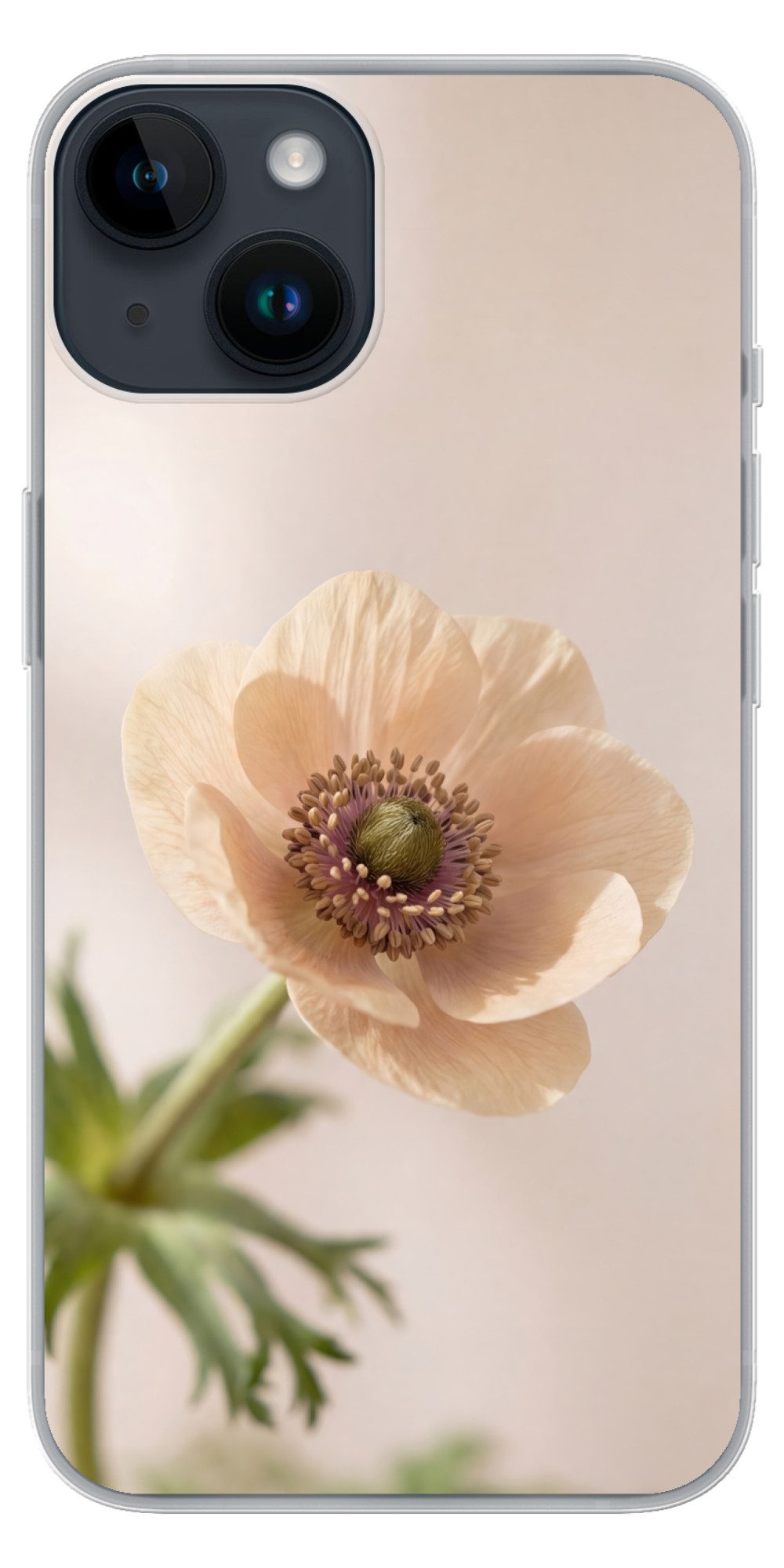 MuchoWow Handyhülle für Apple iPhone 14 Blume - Minimalistisch - Grün, Smartphone-Bumper, Print, Handy Schutzhülle Dünn