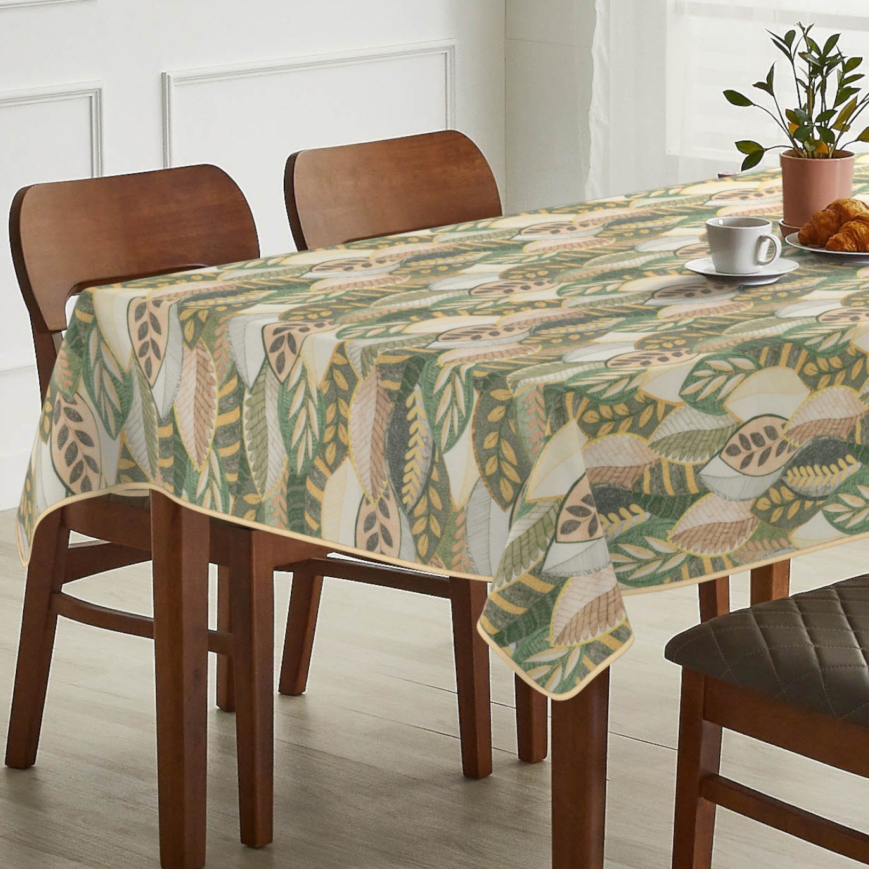 ANRO Tischdecke abwaschbar LANA Athena-Wald Tischwäsche (Einzelstück 1-tlg), wasserabweisend Athena-Wald Grün-Beige 90x130cm