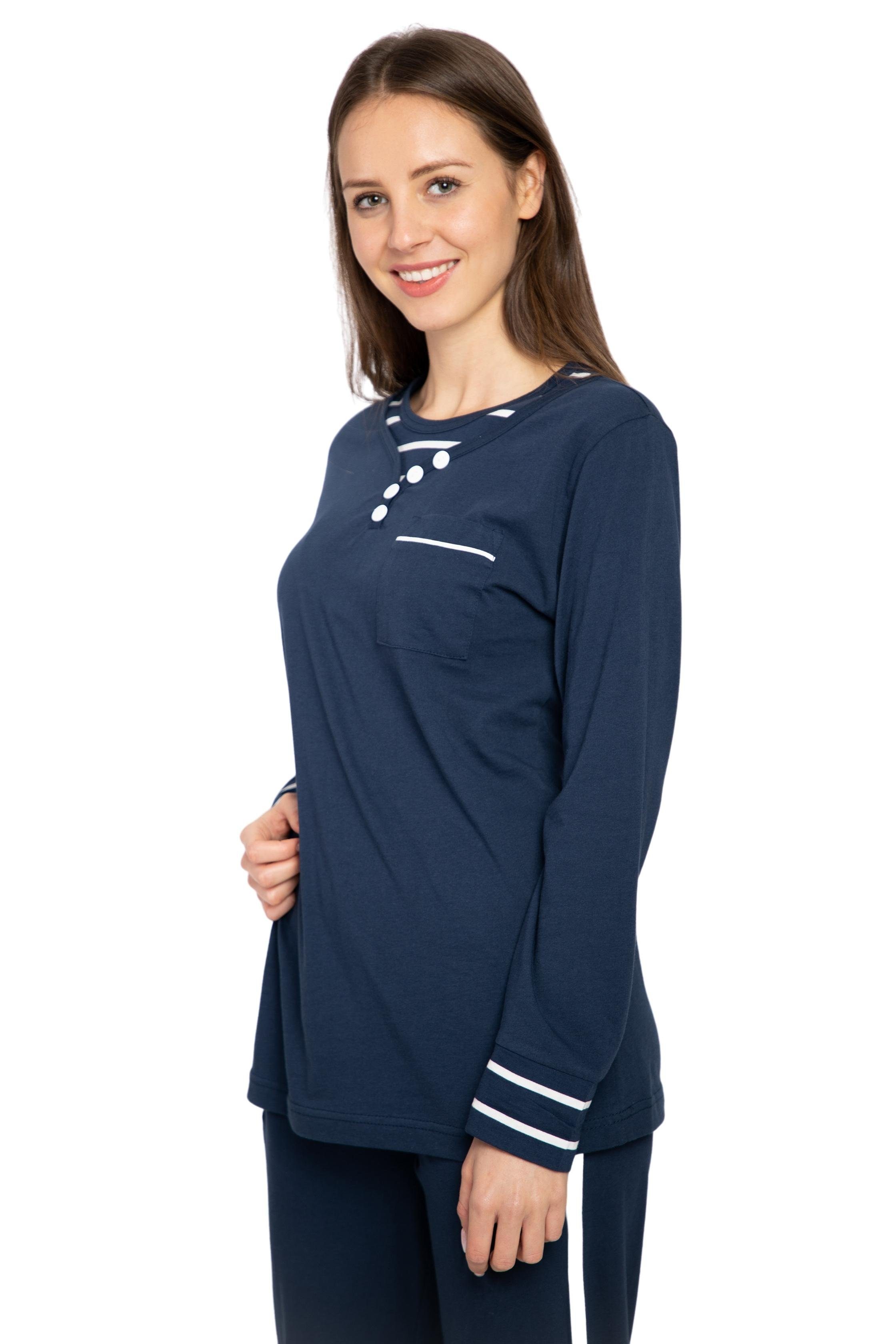 Consult-Tex Pyjama DW727 (Packung) Aus reiner Baumwolle-Jersey Qualität blau