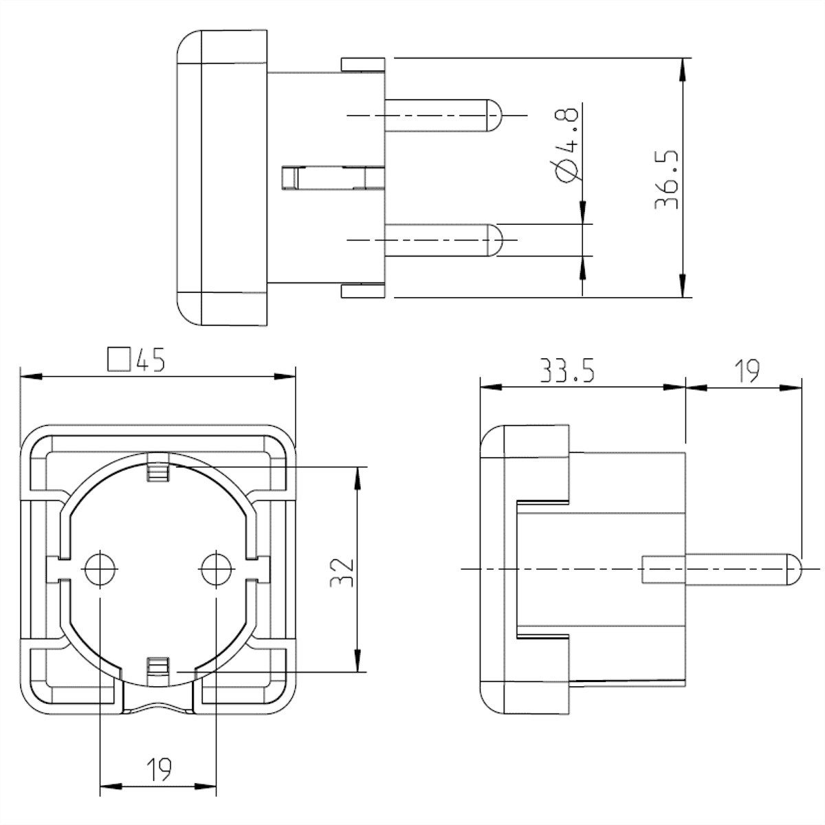 Bachmann Schutzkontaktstecker Stromadapter, 0 cm, weiß flache Ausführung, montierbar, 911.270