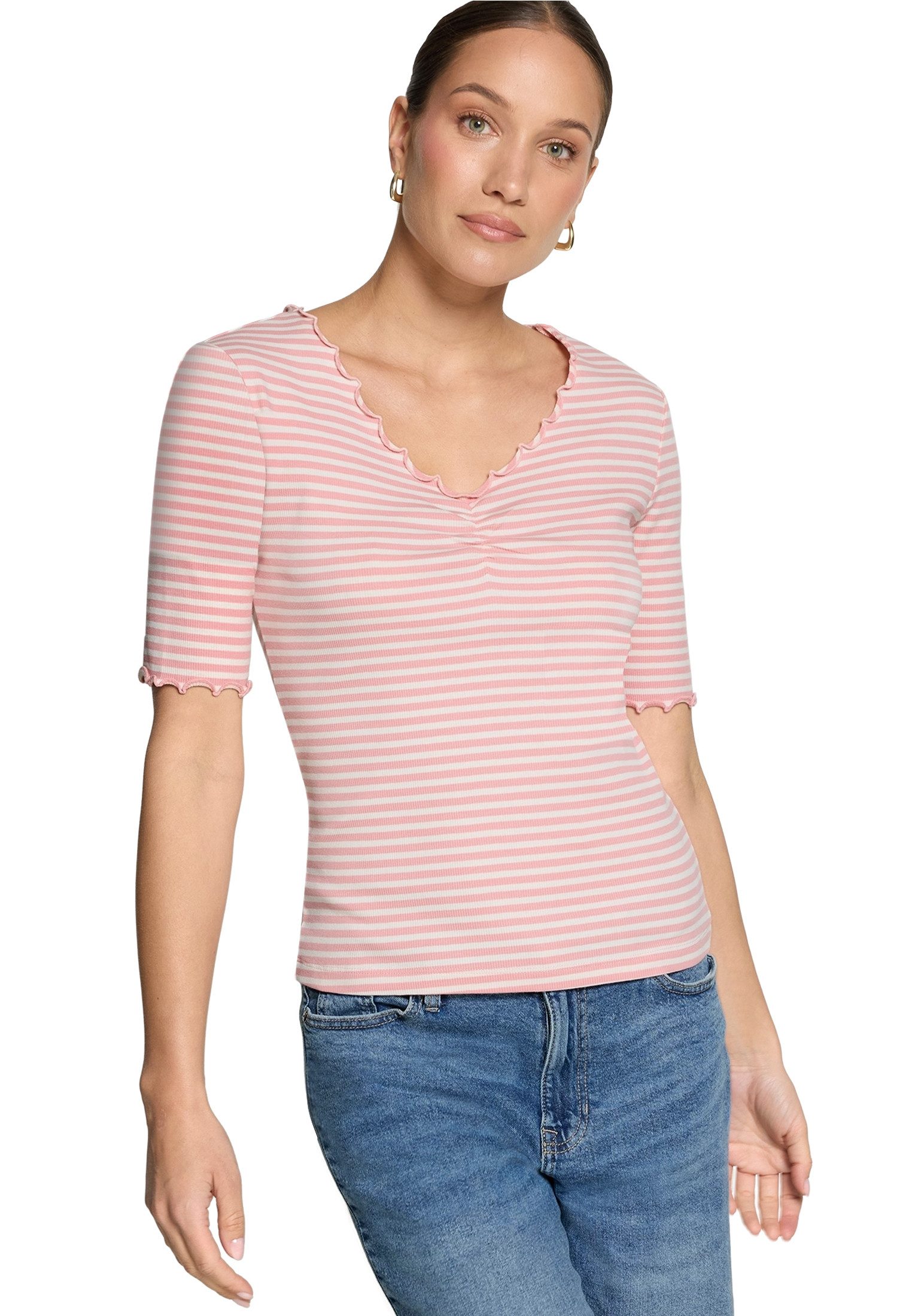 Zero Kurzarmshirt Damen mit Raffung (1-tlg) Raffung günstig online kaufen