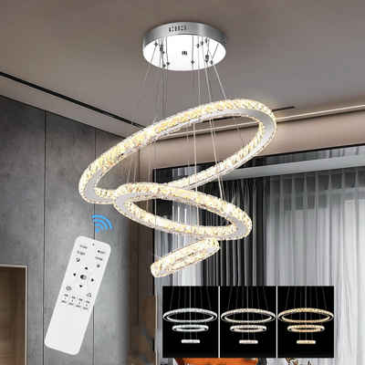 LETGOSPT Deckenleuchte 3 Ringen Moderne LED Hängelampe Esstisch Höhenverstellbar Hängeleuchte, LED fest integriert, Kaltweiß, Naturweiß, Warmweiß, 120W LED Pendelleuchten, Mit Fernbedienung, für Esszimmer Wohnzimmer