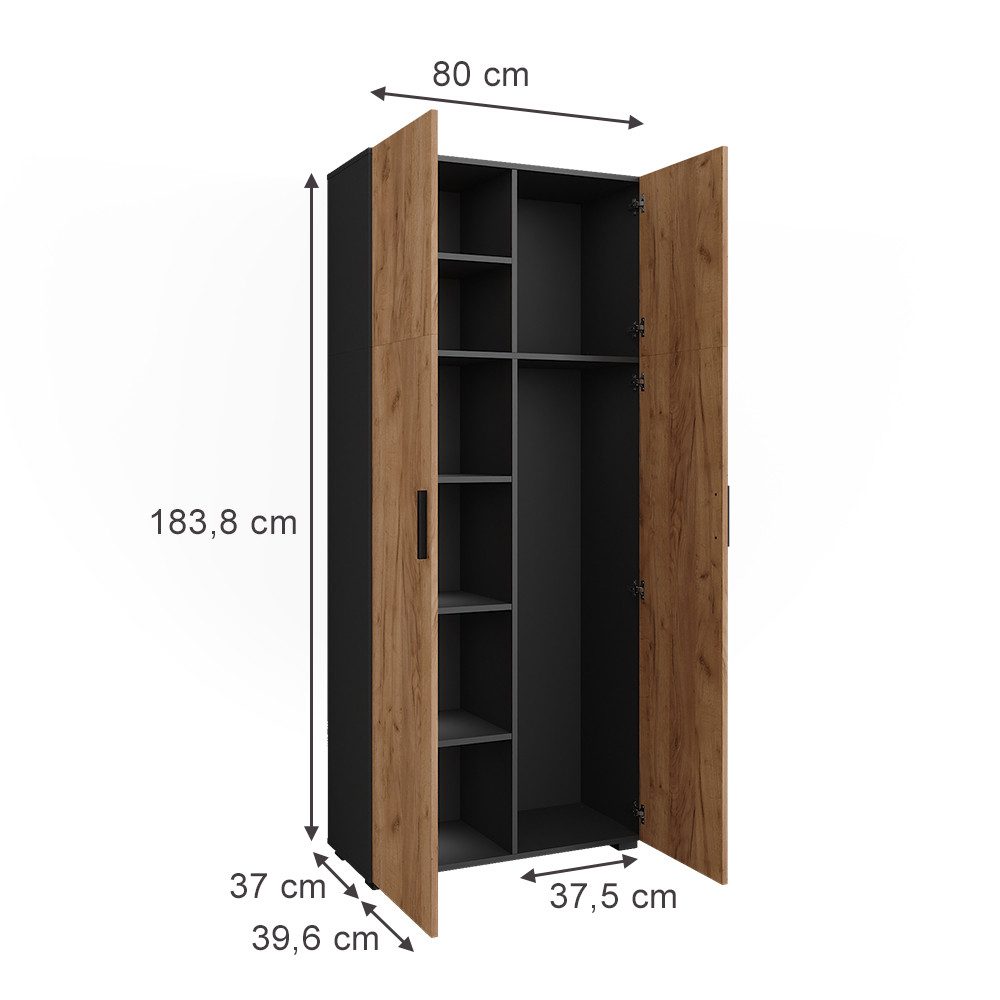 Vicco Aktenschrank Ingo, Anthrazit/Goldkraft Eiche, 80 günstig online kaufen