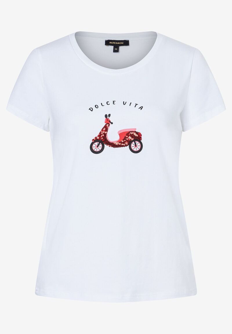 MORE&MORE Kurzarmshirt Paillettenherzenshirt günstig online kaufen