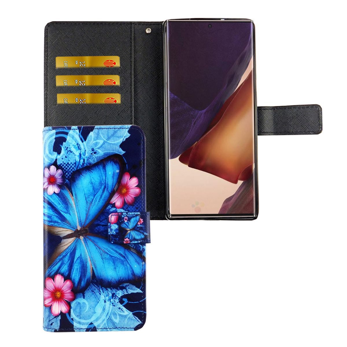 König Design Handyhülle Samsung Galaxy Note 20, Samsung Galaxy Note 20 Handyhülle Bookcover Blau