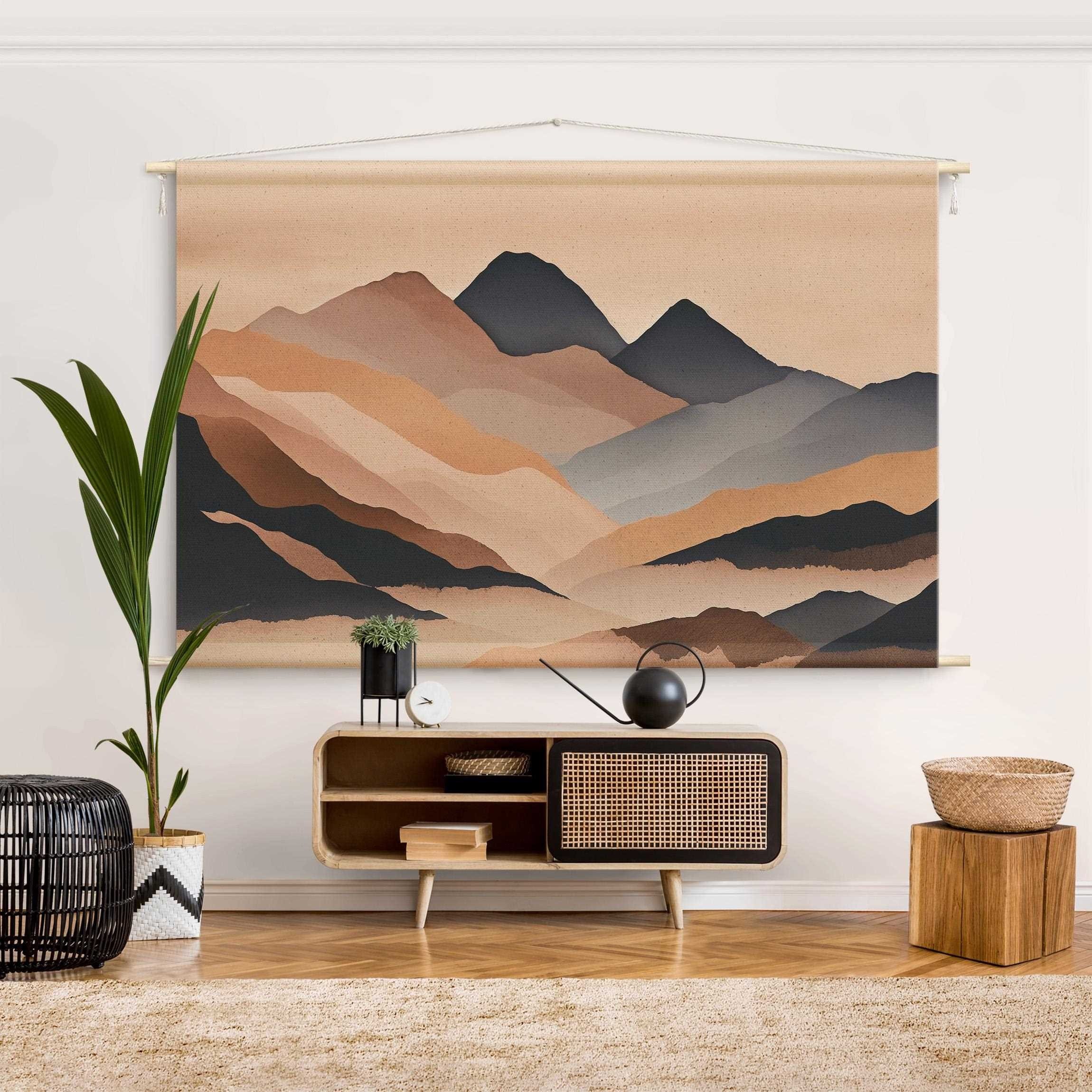 Bilderdepot24 Wandteppich modern Natur beige, rechteckig, Höhe: 2.6 mm, großes Wandbild aus Natur-Baumwolle Wandbehang Stoffbild Tuch Wollseil