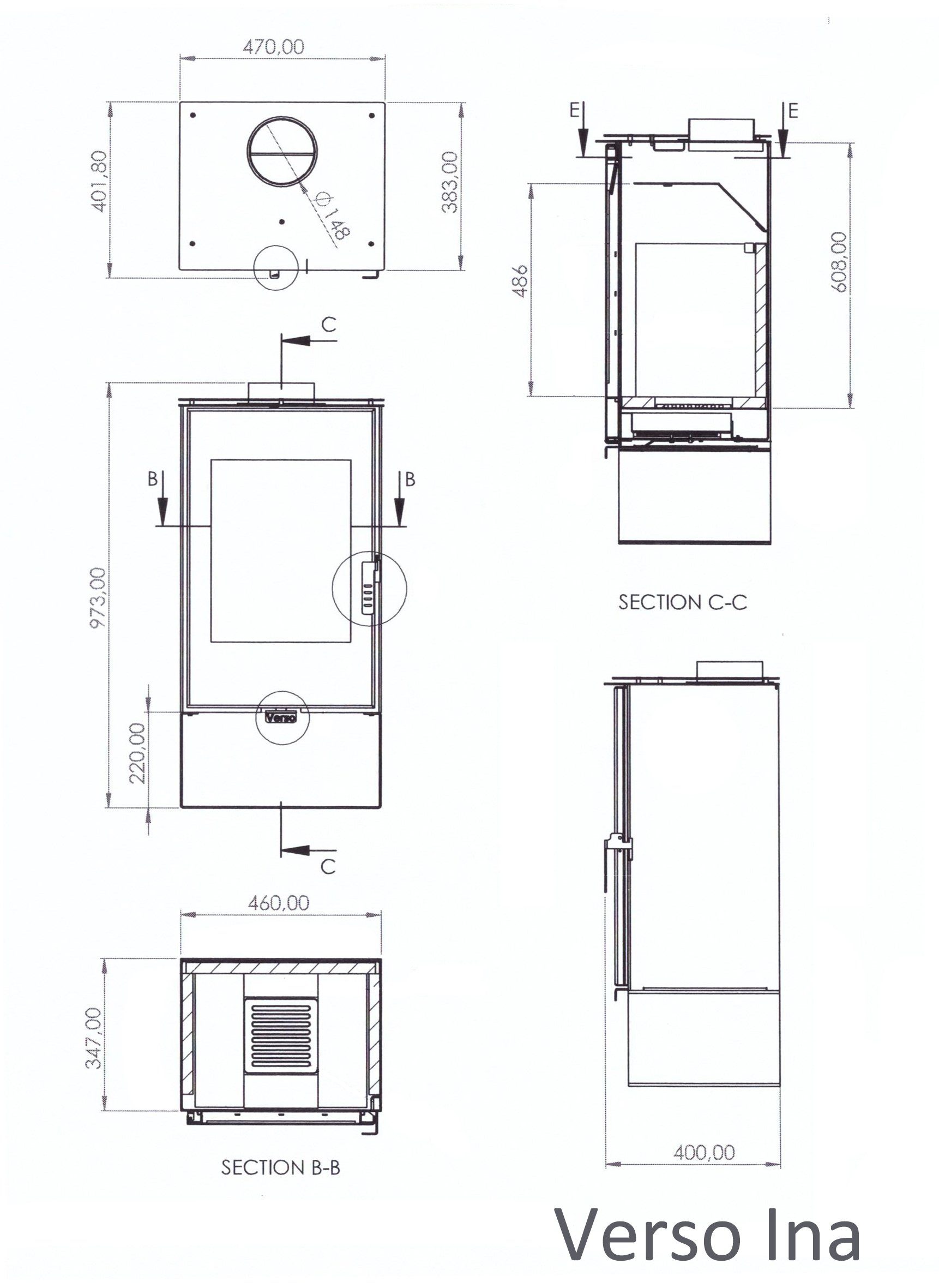 Verso Kaminofen VERSO Ina Kaminofen 7,5 kW EEK A BImSchV Stufe 2, 7,50 kW günstig online kaufen