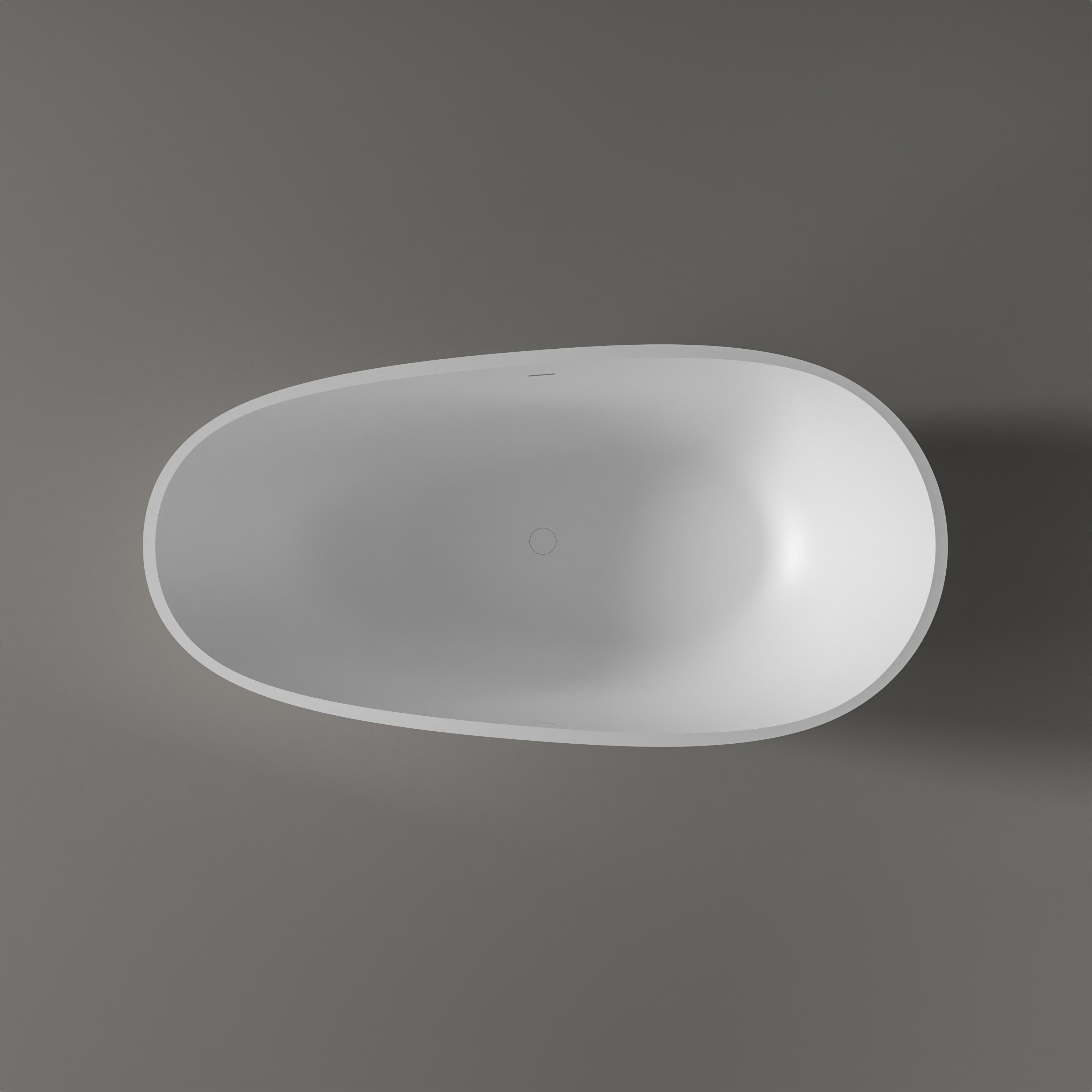Bernstein Badewanne VELA STONE 180 x 90 cm, Freistehende Badewanne Mineralguss matt oval