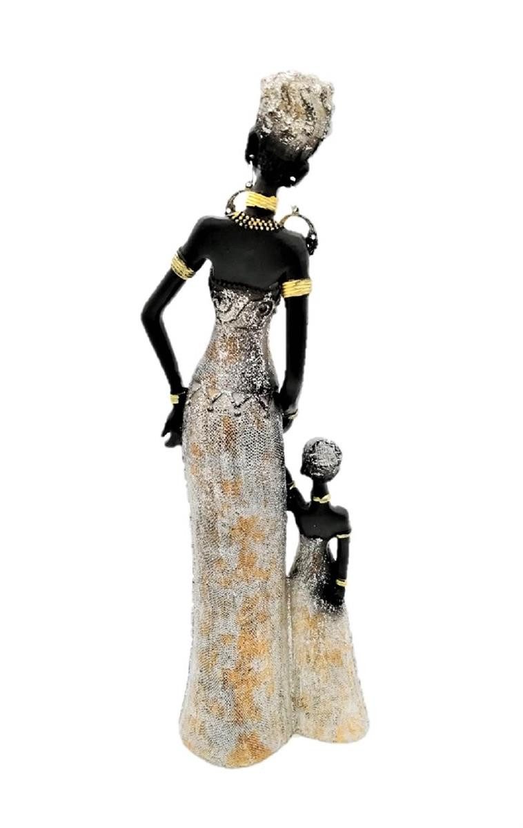 Geschenkestadl Afrikafigur Afrikanische Mutter mit Kind traditionell 31 cm Wohnkunst Polystein (Spar-Set, 1 St., 1 afrikanische Mutter mit ihrem Kind), detaille reiche Verarbeitung
