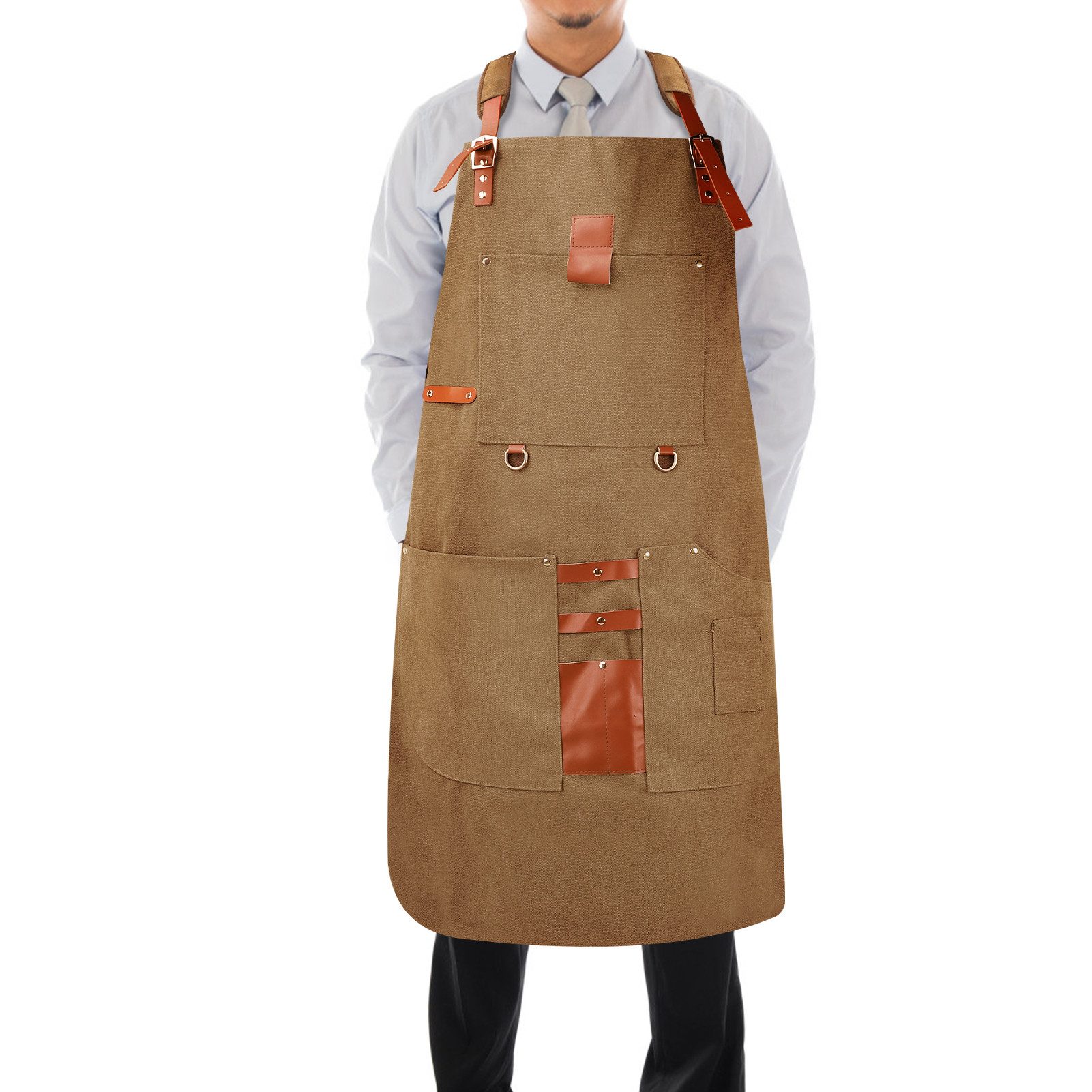 cocosity Schweißerschürze Verstellbare Инструментschürze mit 8 Taschen und Magnettaschen, Wasserdicht, Canvas, mit 8 Taschen, Magnettaschen, verstellbar
