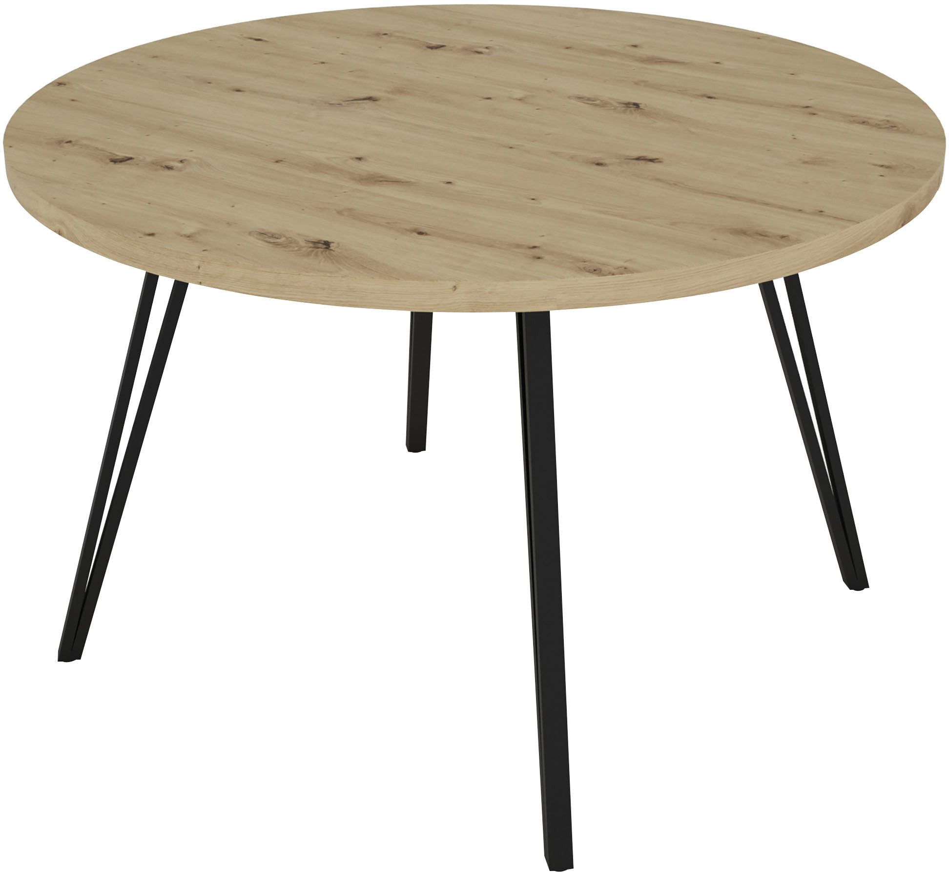 byLIVING Esstisch Marta (1-St), mit 120cm runder Tischplatte in Artisan Eiche Optik und Metallbeinen