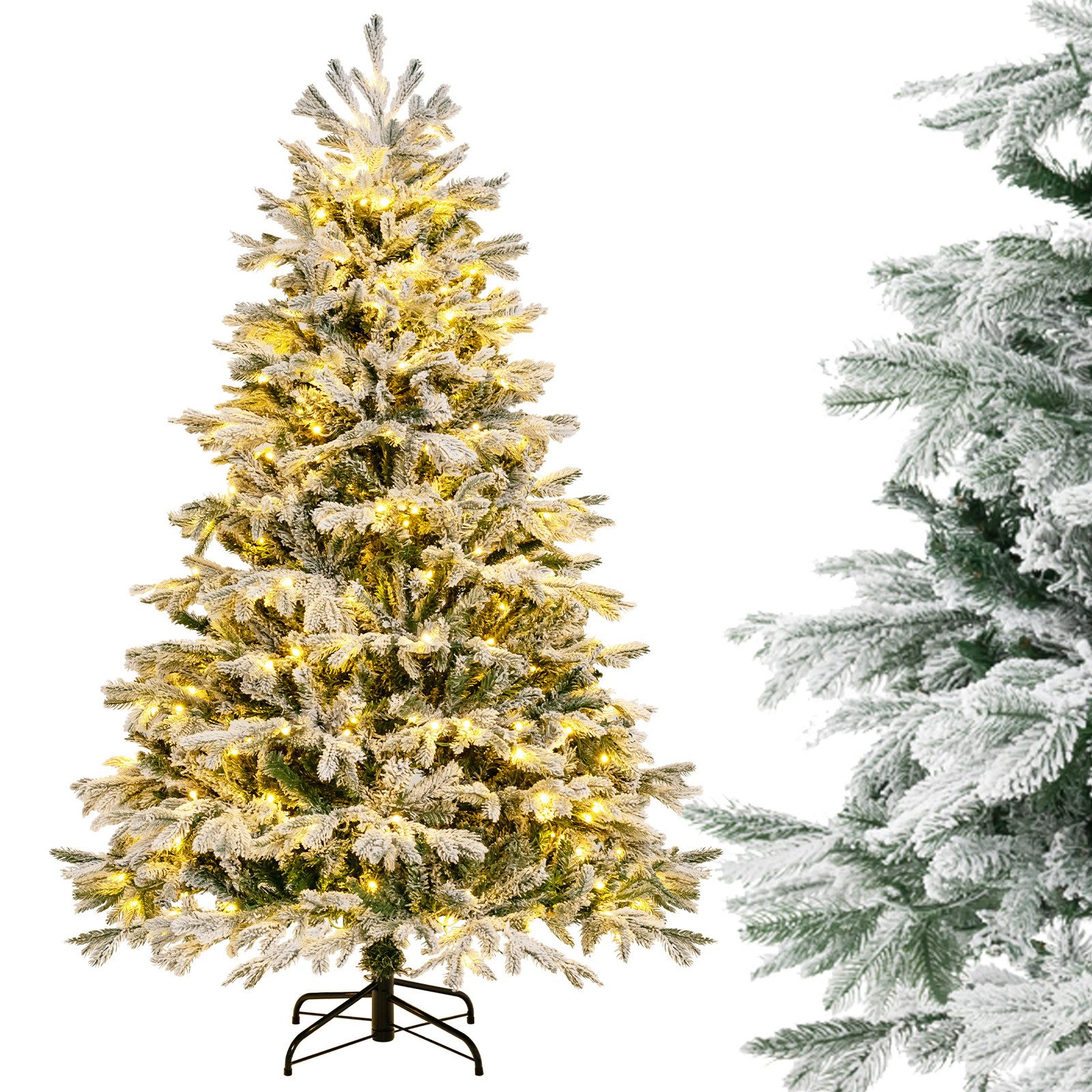 COSTWAY Künstlicher Weihnachtsbaum, mit Schnee, 350 LEDs & 1022 Zweigspitzen