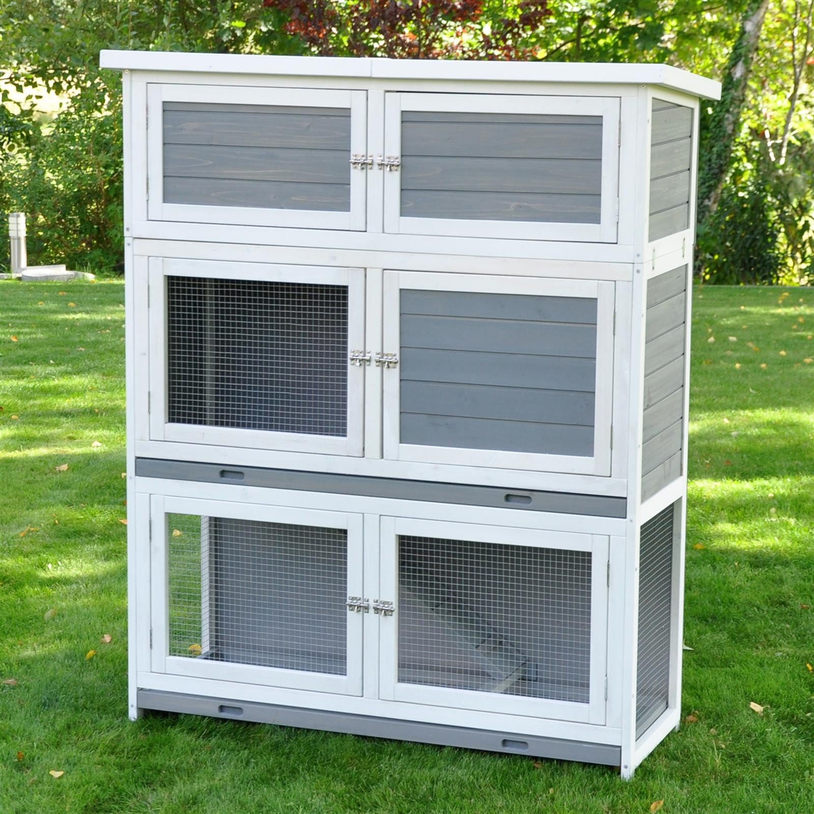 nanook Kleintierkäfig Hasenstall Schnuffi grau weiss 114 x 42 x 101 cm günstig online kaufen