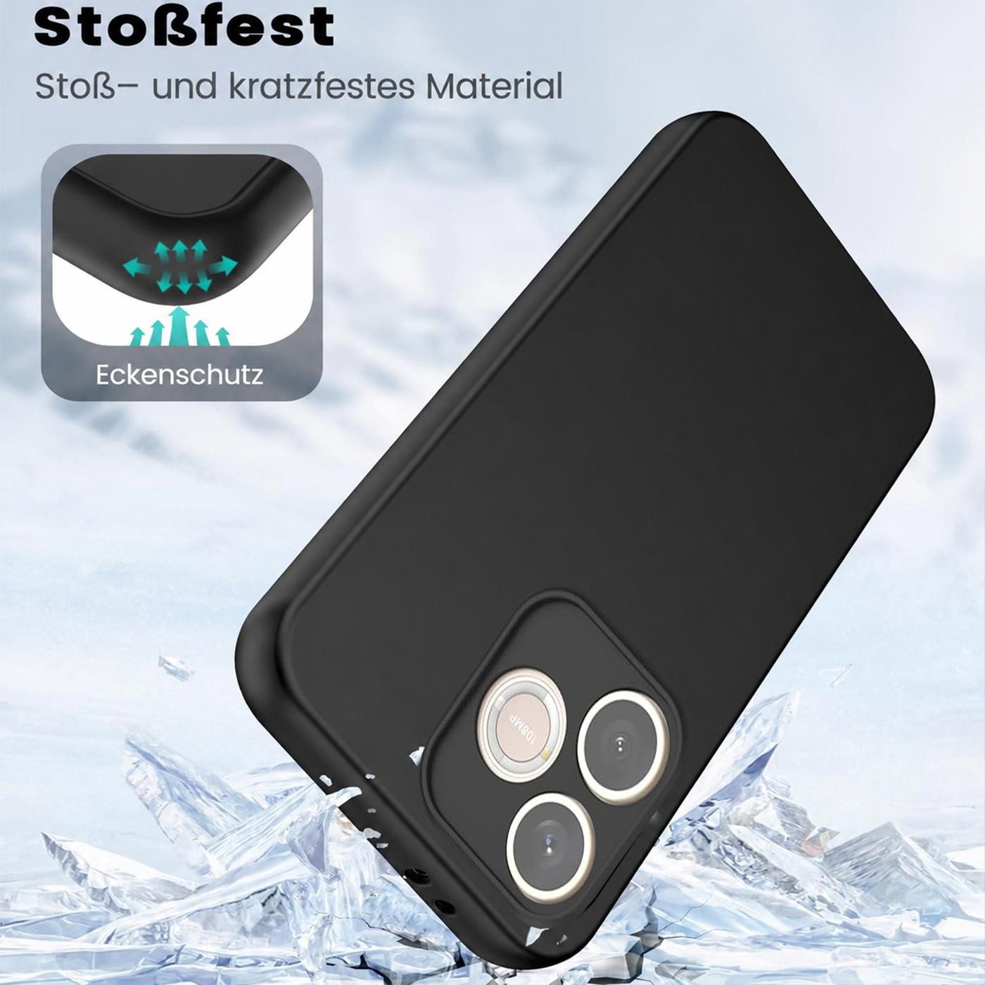 CoolGadget Handyhülle Handy Schutzhülle für Honor 600 Lite matt schwarz, Silikon TPU Hülle Schutz Tasche Cover schlicht Slim Case – Bild 4 von 5