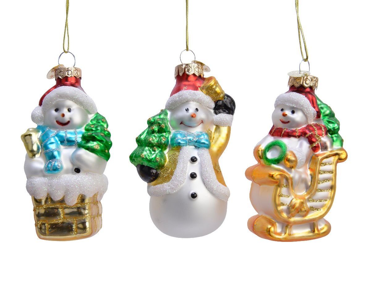 Decoris season decorations Christbaumschmuck, Christbaumschmuck Schneemann Glas 10cm, 1 Stück 