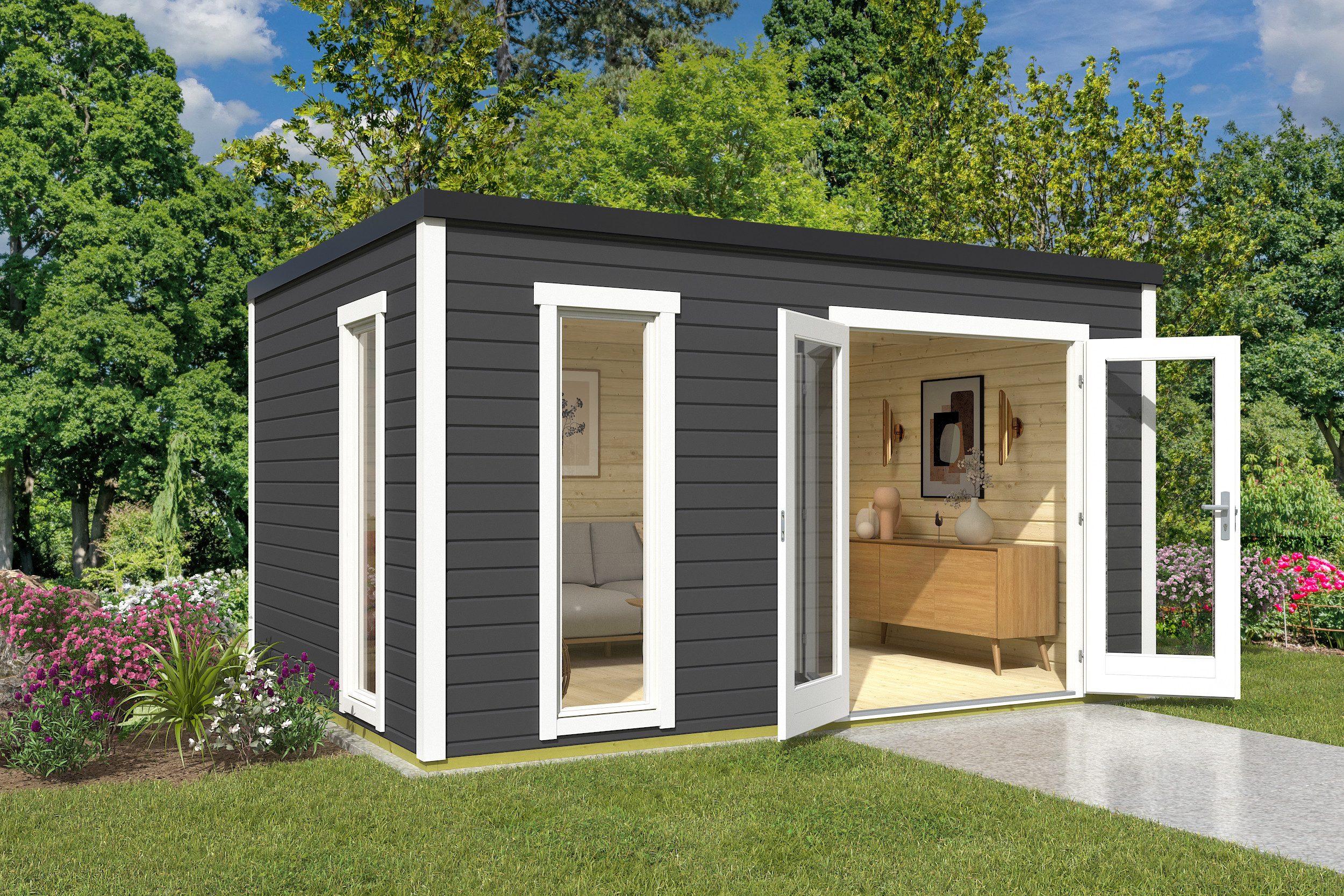 Nordic Holz Gartenhaus Palermo 4, BxT: 400x302,5 cm, mit großen Glasflächen