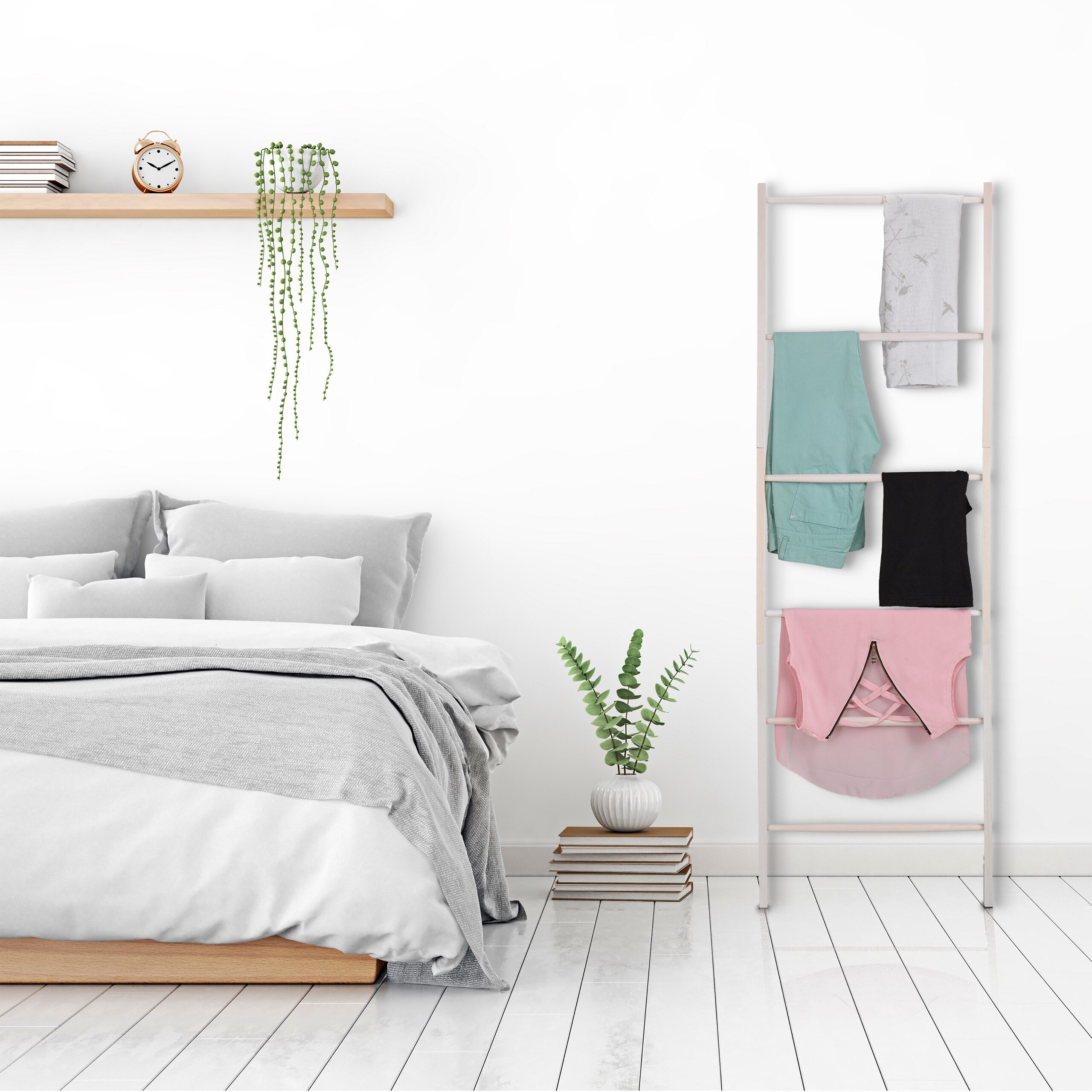 relaxdays Handtuchleiter Weiße Handtuchleiter mit 6 günstig online kaufen