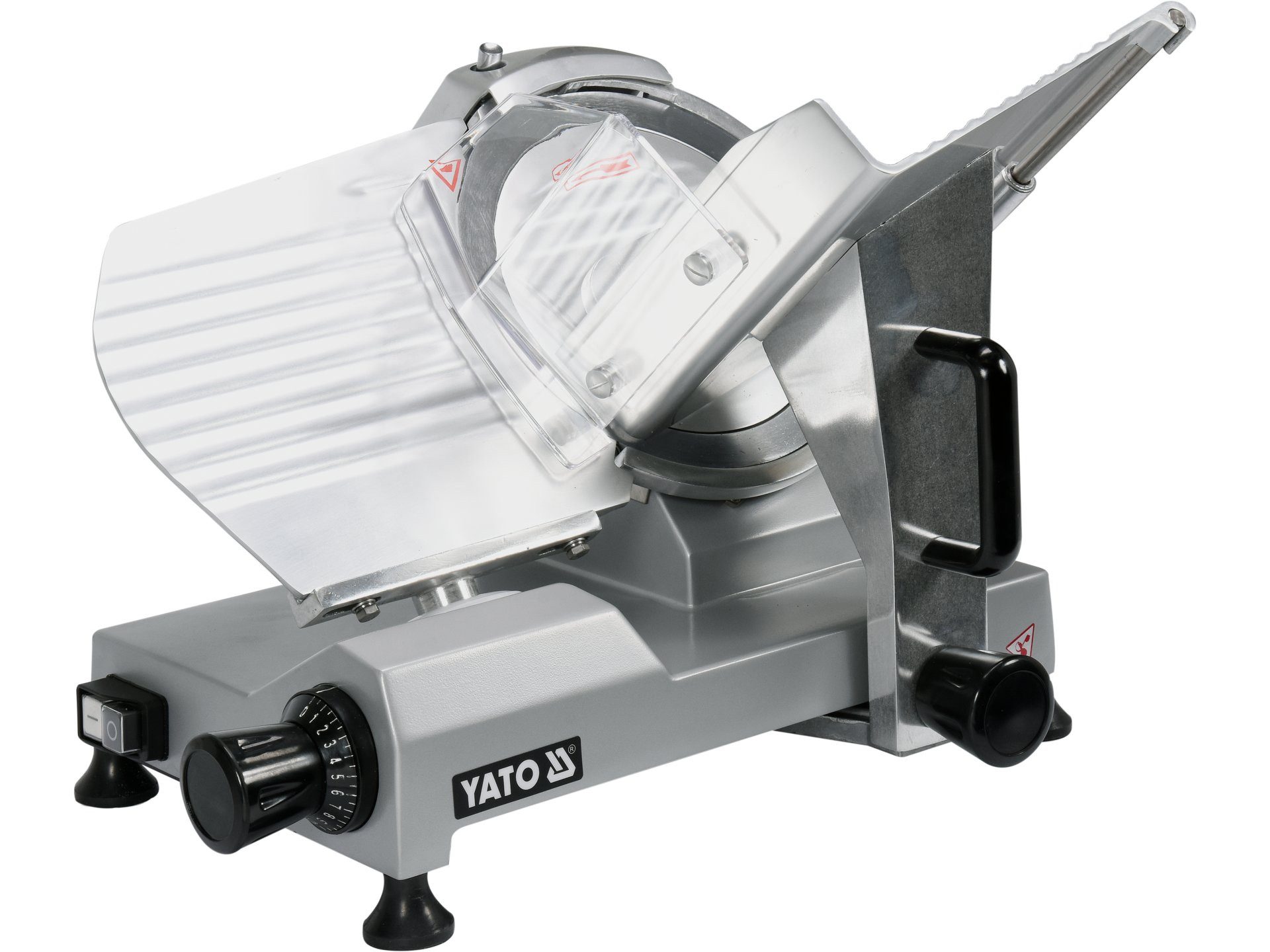 Yato Wurstschneider Gastro Aufschnittmaschine 220 mm mit Schleifvorrichtung, Profigerät