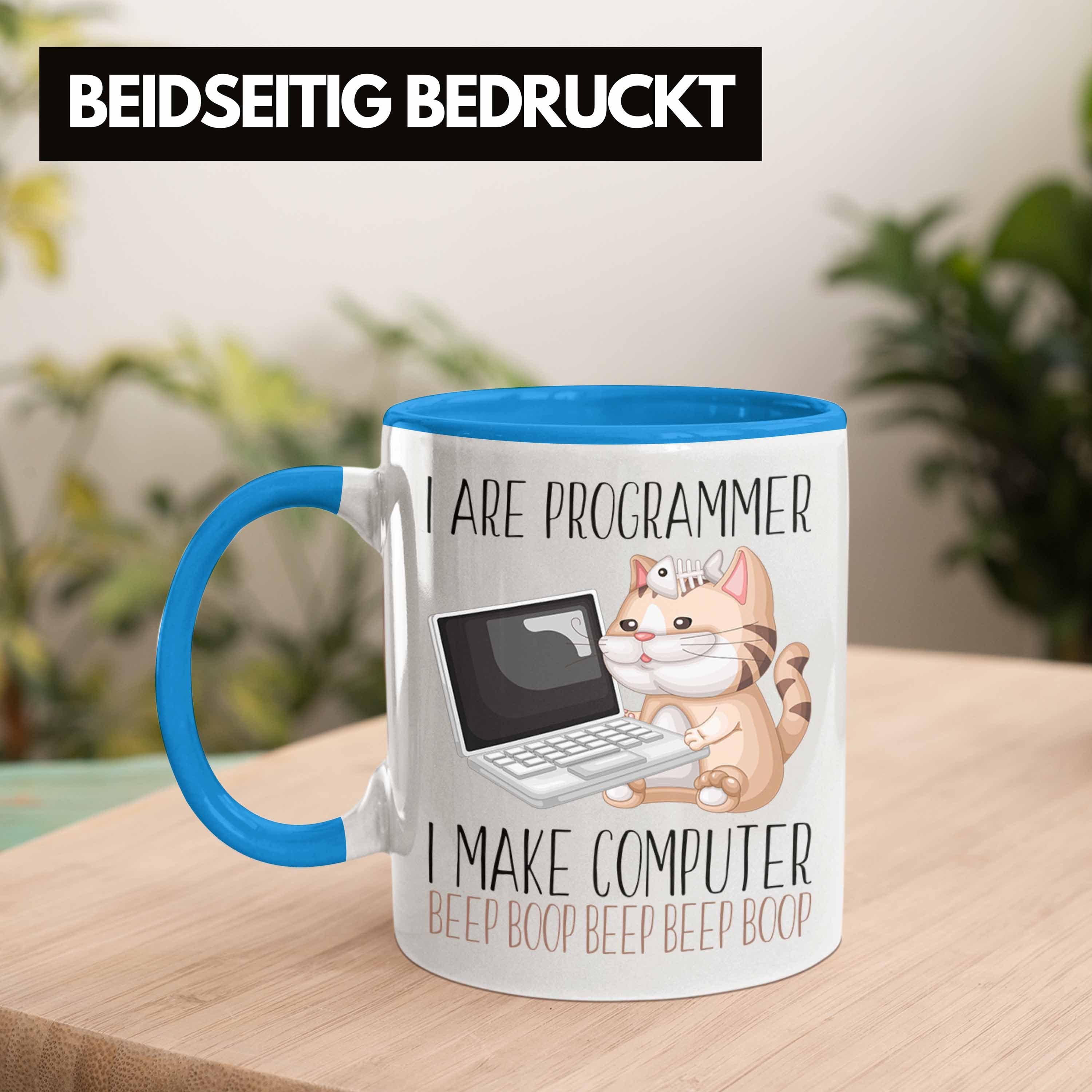 Kaffee-Becher Trendation Tasse Geschenk Blau Tasse Programmierer Ges Techniker IT Entwickler